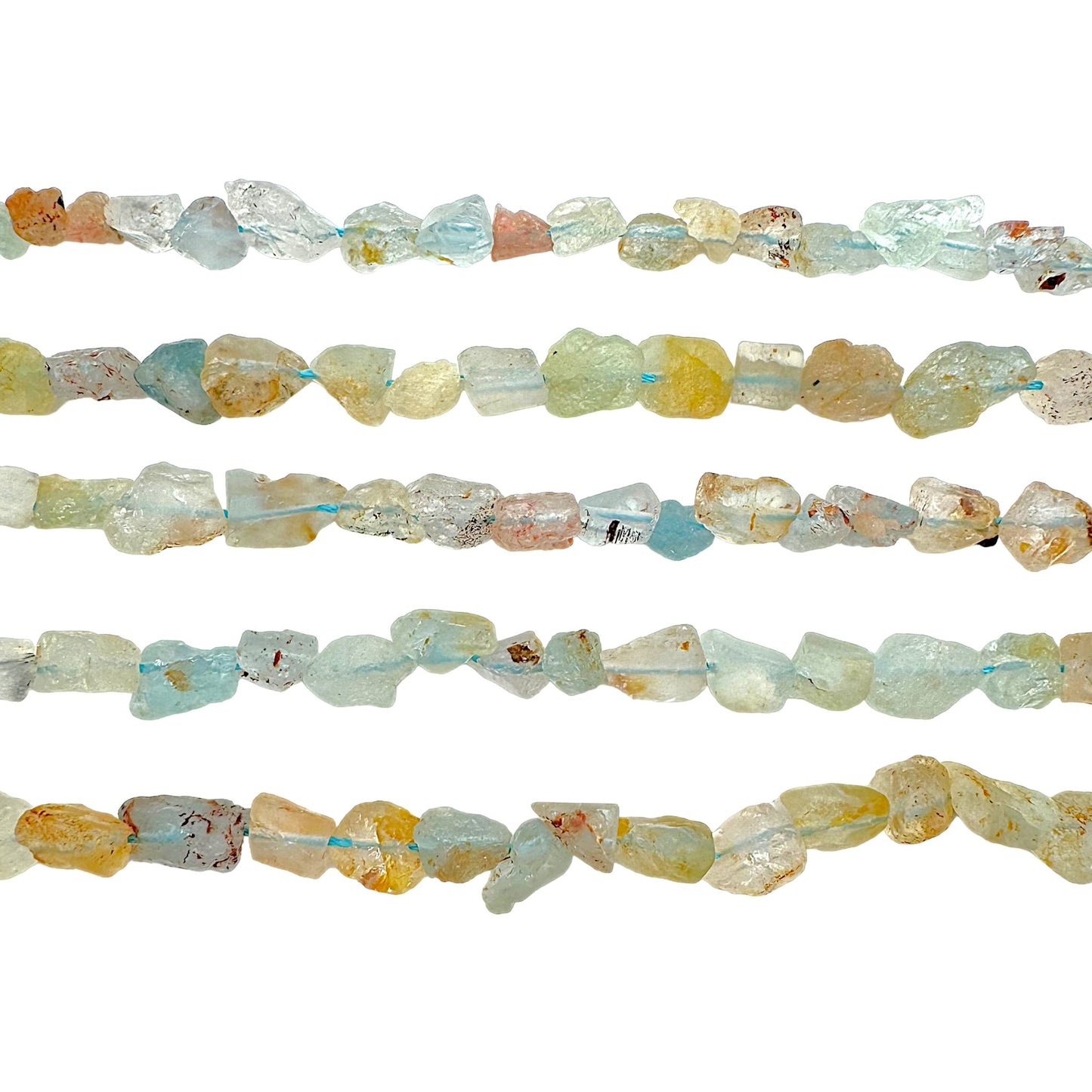 Fil pierre brutes en Topaze impériale bleue 6-8 mm - Foliesbijoux