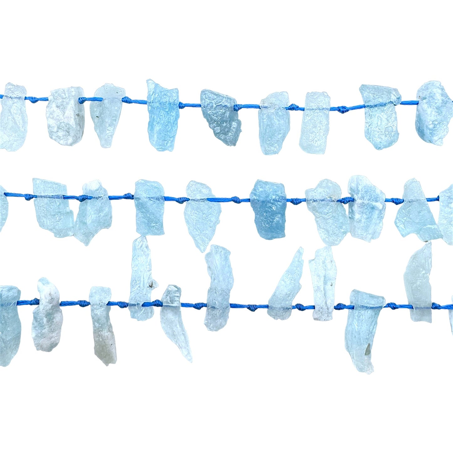 Fil pierre brutes en aigue marine 8 x 20 mm - Foliesbijoux