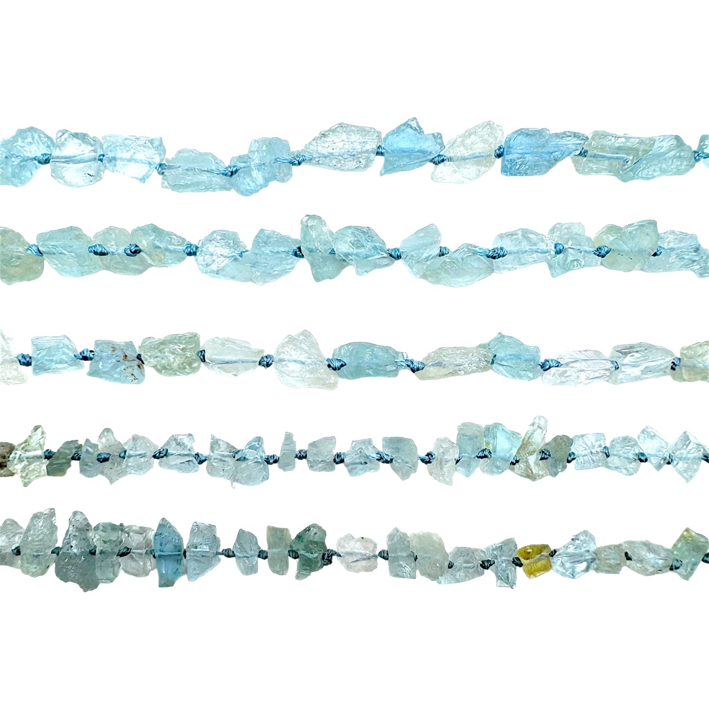 Fil pierre brutes en aigue marine 5x9 mm - Foliesbijoux