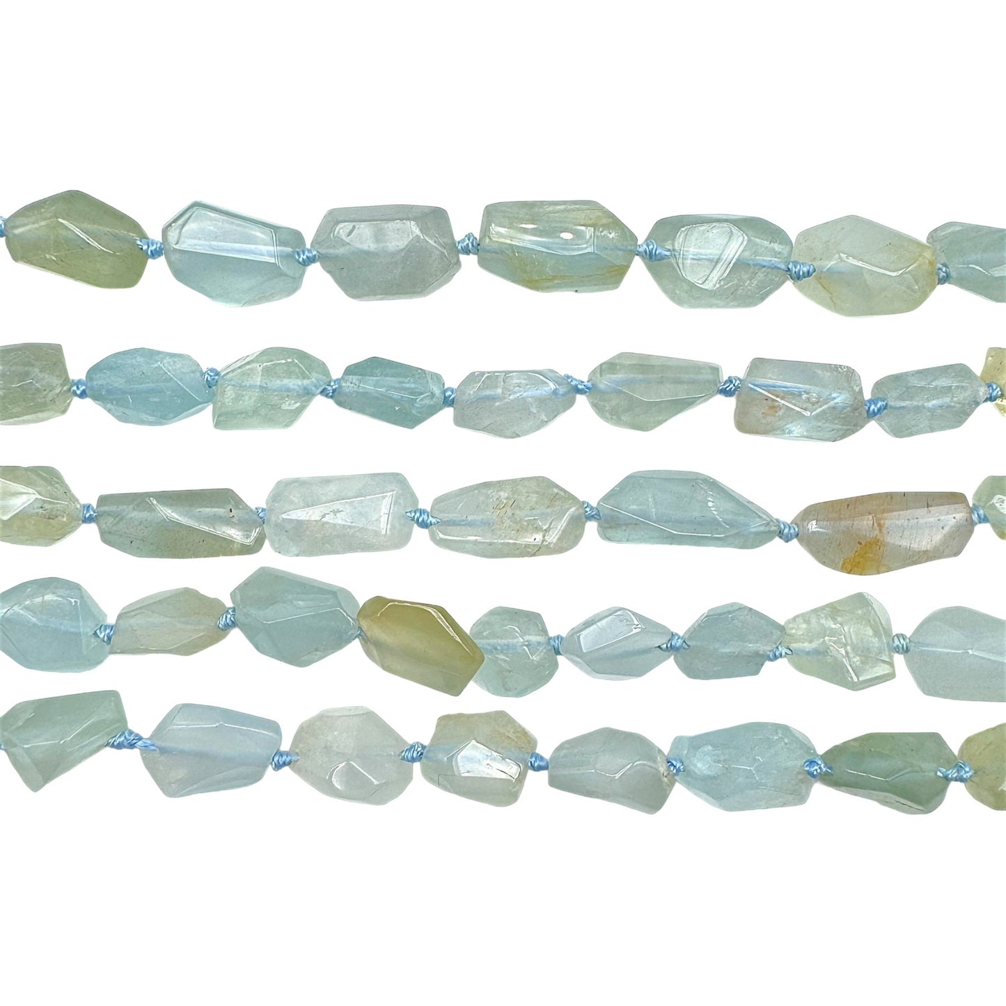 Fil pierre aléatoire en Aigue marine 8x12 mm - Foliesbijoux