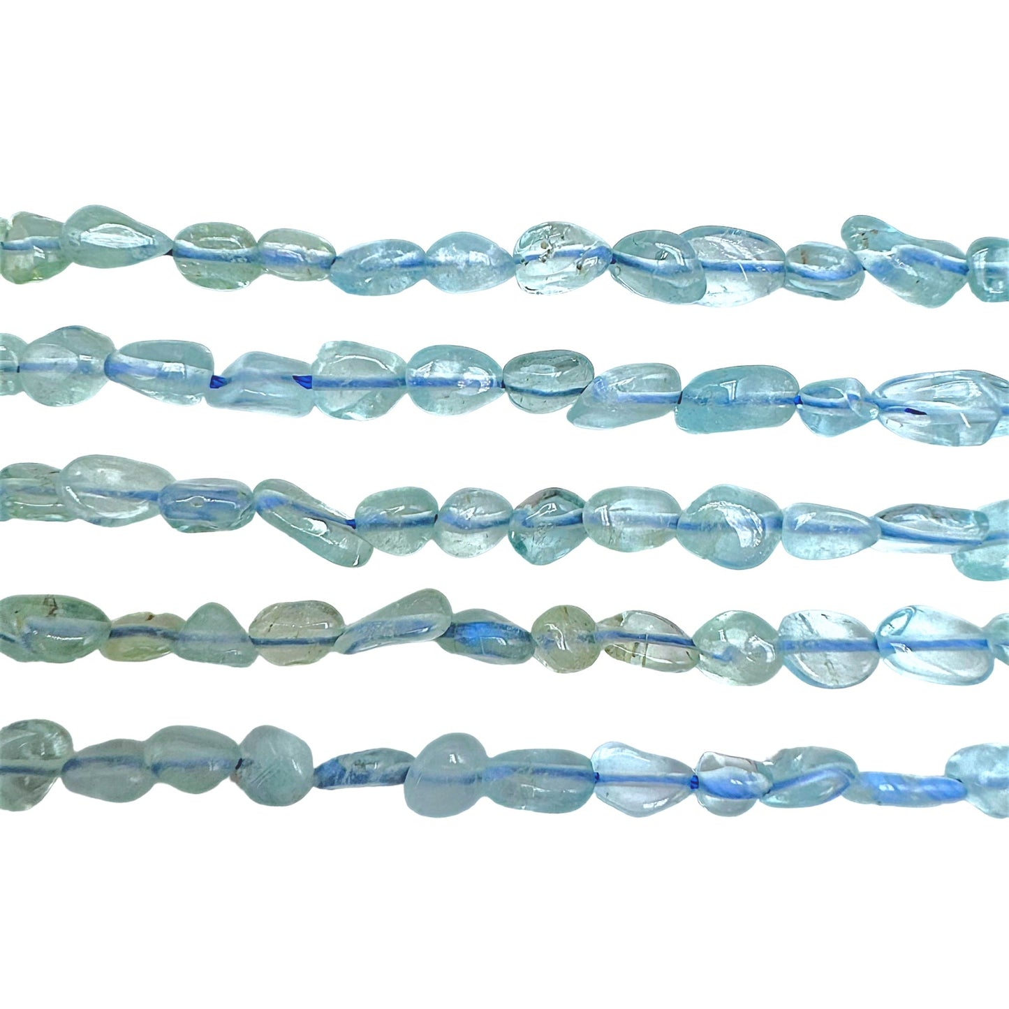 Fil pierre aléatoire en Aigue marine 5 x 10 mm - Foliesbijoux