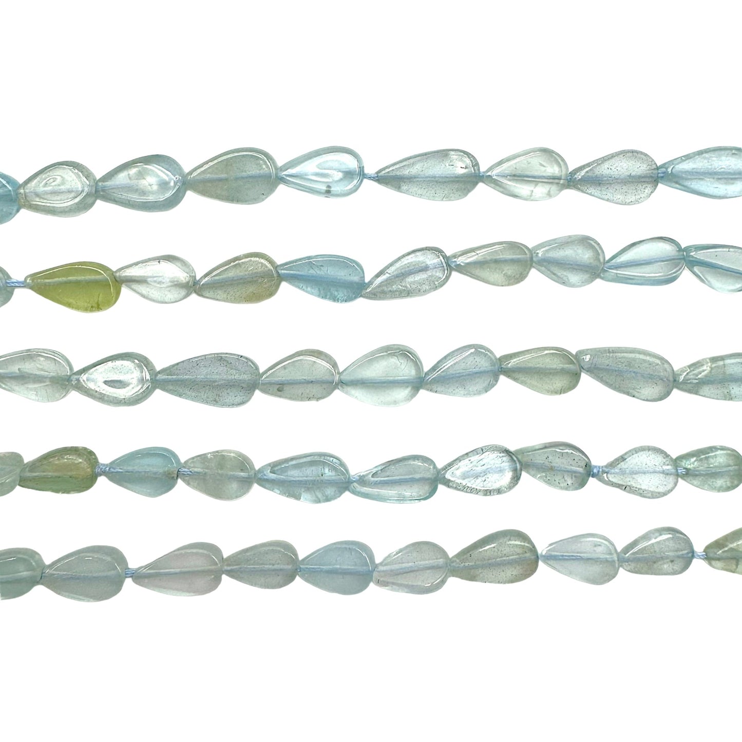 Fil pierre goutte plate en Aigue marine - Foliesbijoux