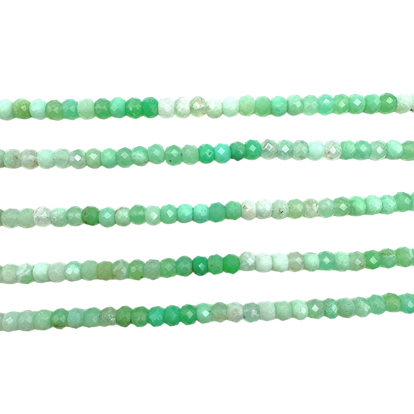 Fil de perles rondelles facettées Chrysoprase 3x4 mm - Foliesbijoux