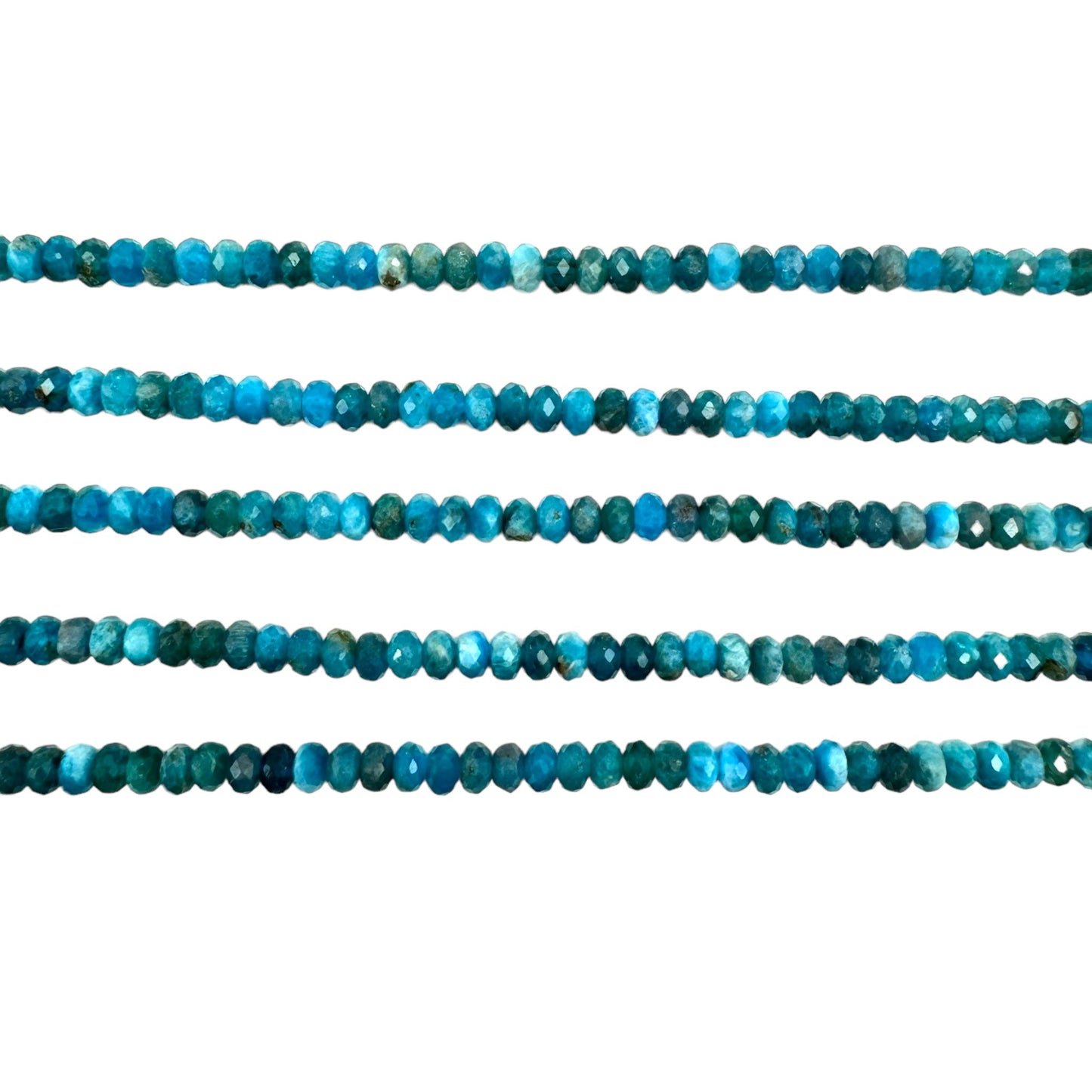 Fil de perles rondelles facettées Apatite bleue 3x4 mm - Foliesbijoux