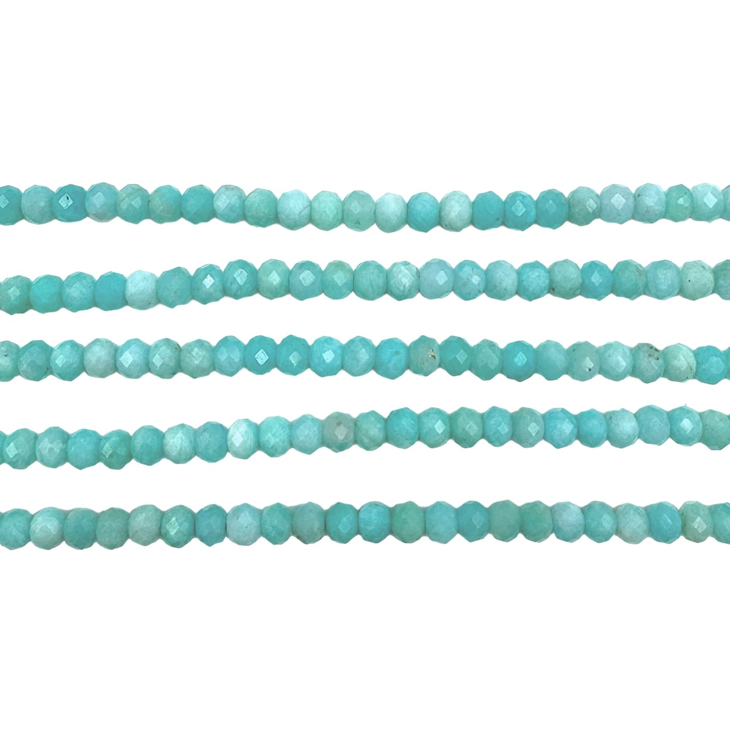 Fil de perles rondelles facettées Amazonite 3x4 mm - Foliesbijoux