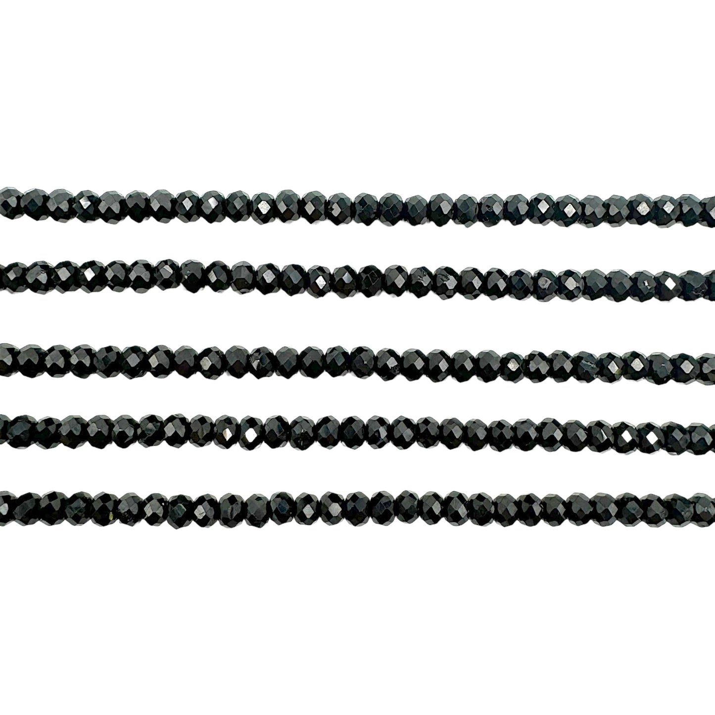 Fil de perles rondelles facettées Spinelle noire 3x4 mm - Foliesbijoux