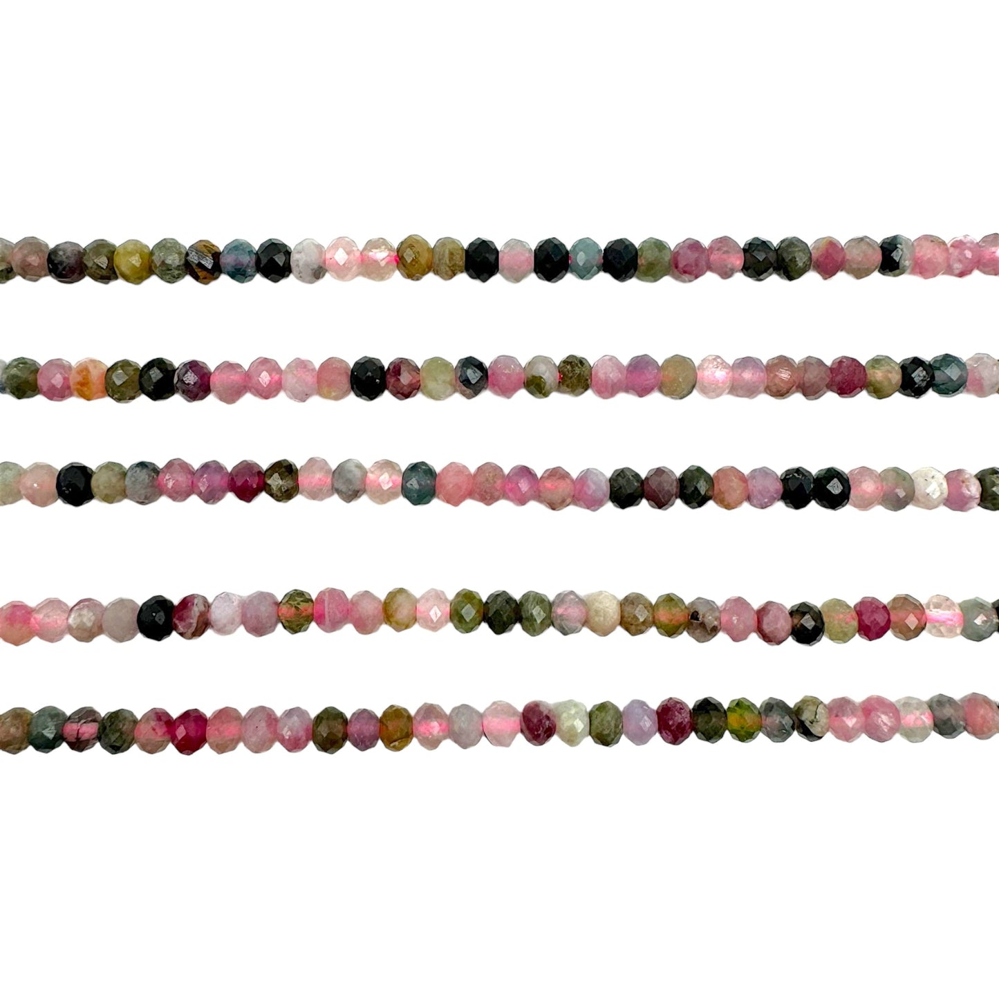 Fil de perles rondelles facettées Tourmaline multicolore 3x4 mm - Foliesbijoux