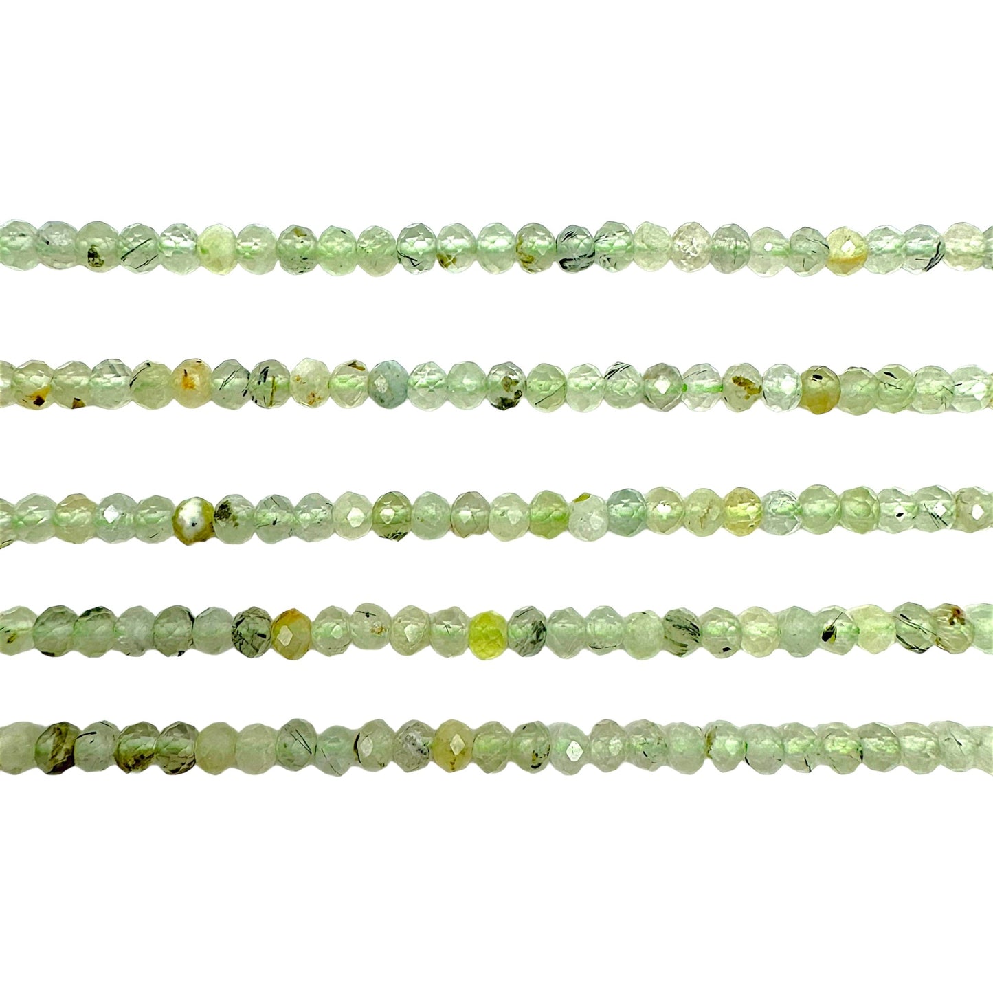 Fil de perles rondelles facettées Phrenite 3x4 mm - Foliesbijoux