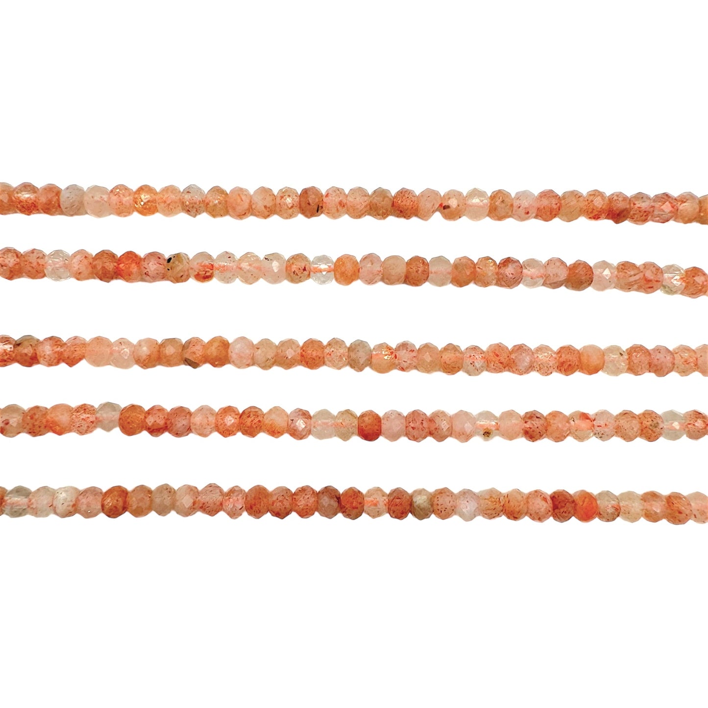 Fil de perles rondelles facettées Pierre de soleil 3x4 mm - Foliesbijoux