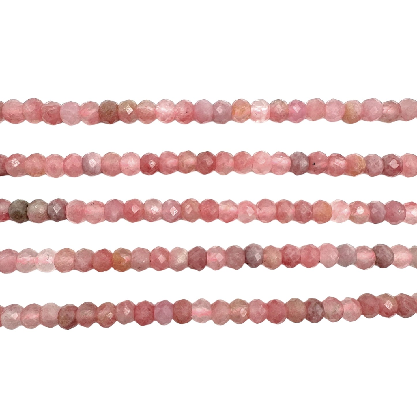 Fil de perles rondelles facettées Rohdocrosite du Brésil 3x4 mm - Foliesbijoux