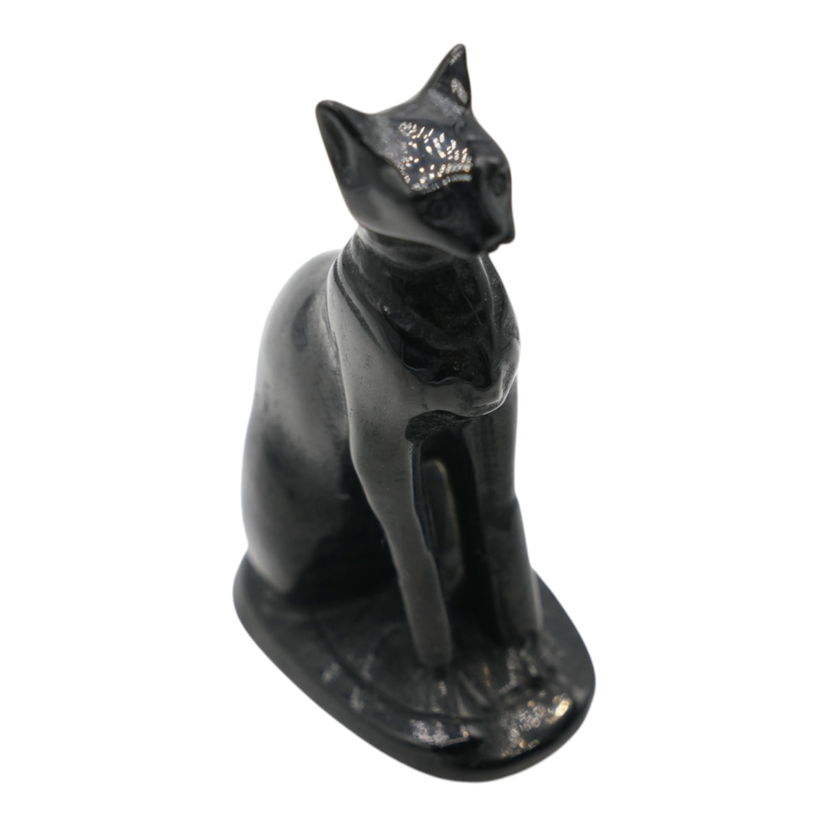 Figurine chat égyptien en obsidienne 10x6 cm