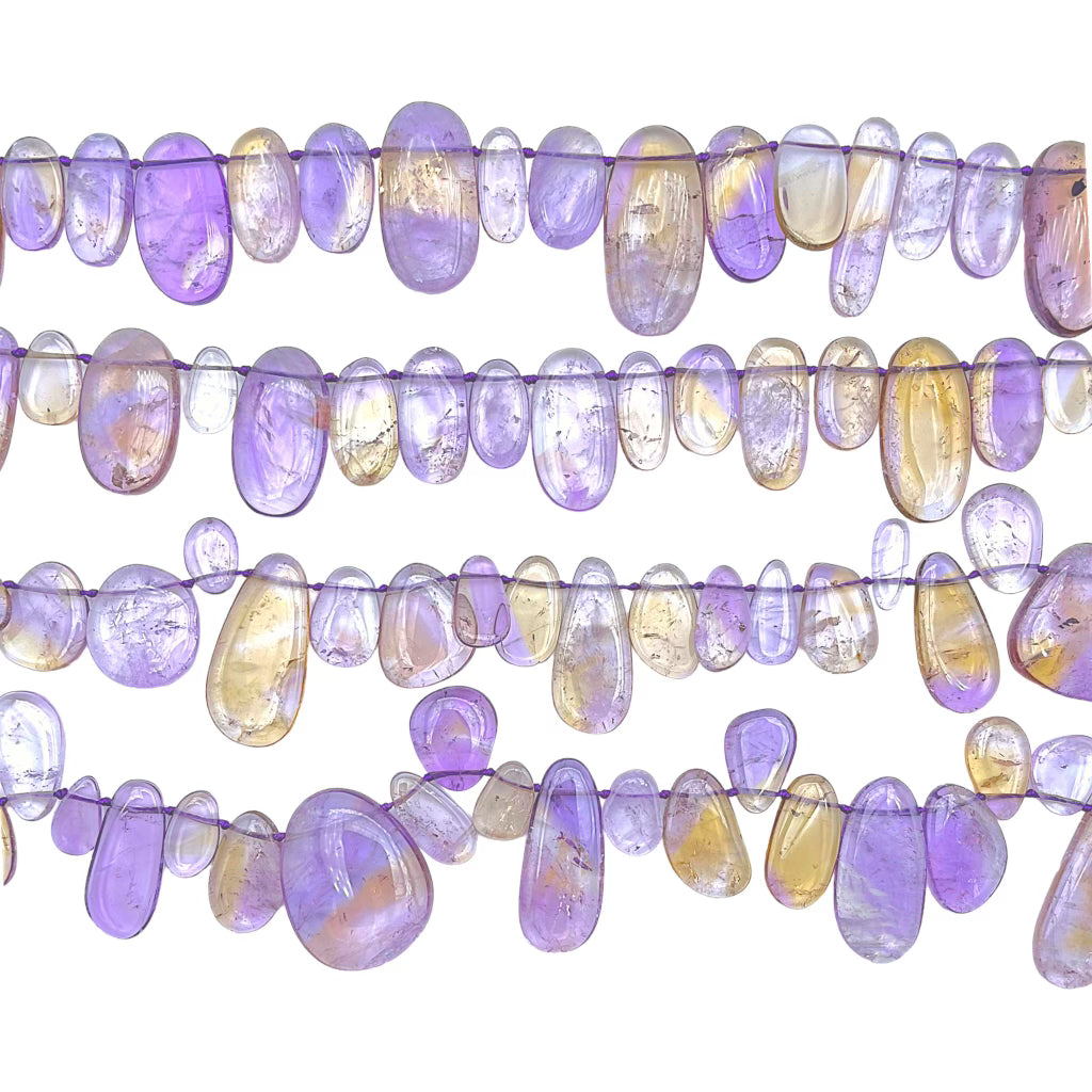 Fil de perle ovale en Améthyste-Citrine chauffée Amétrine 12x23 mm A - Foliesbijoux