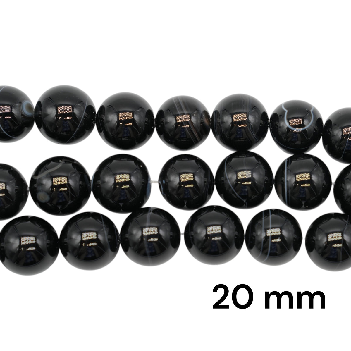 Black Agate Bead Strand A