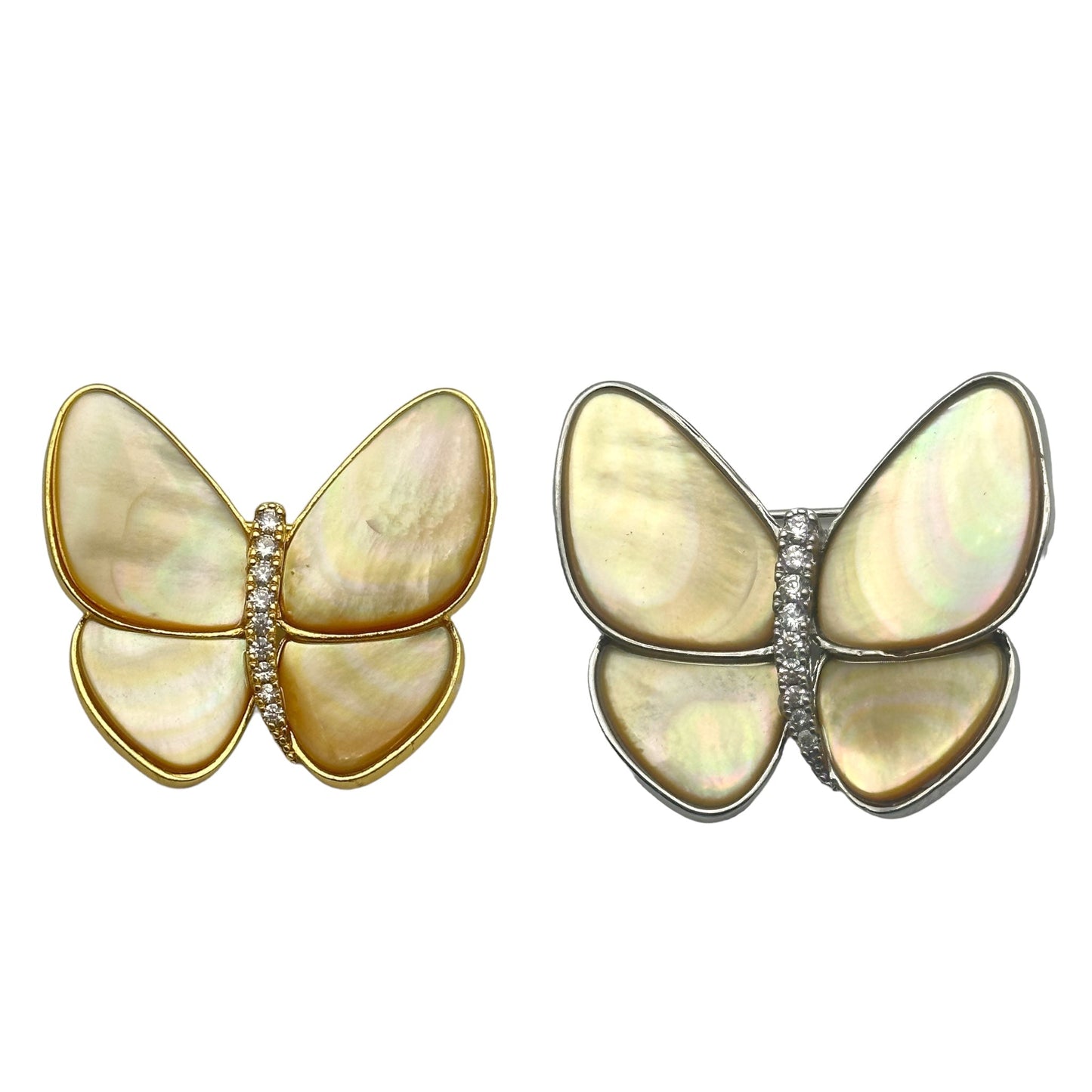 Broche nacre doré Papillon 3 x 3 cm - Foliesbijoux