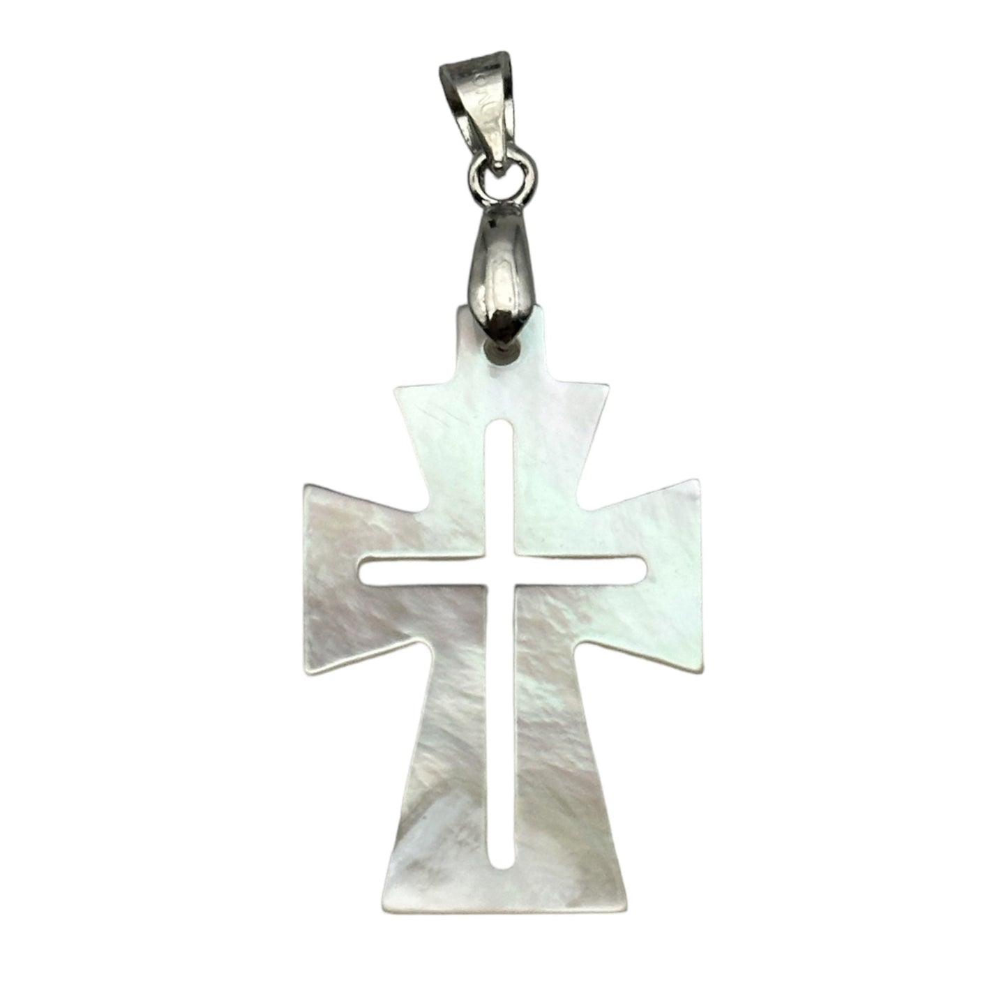 Pendentif Croix nacre blanche - Foliesbijoux