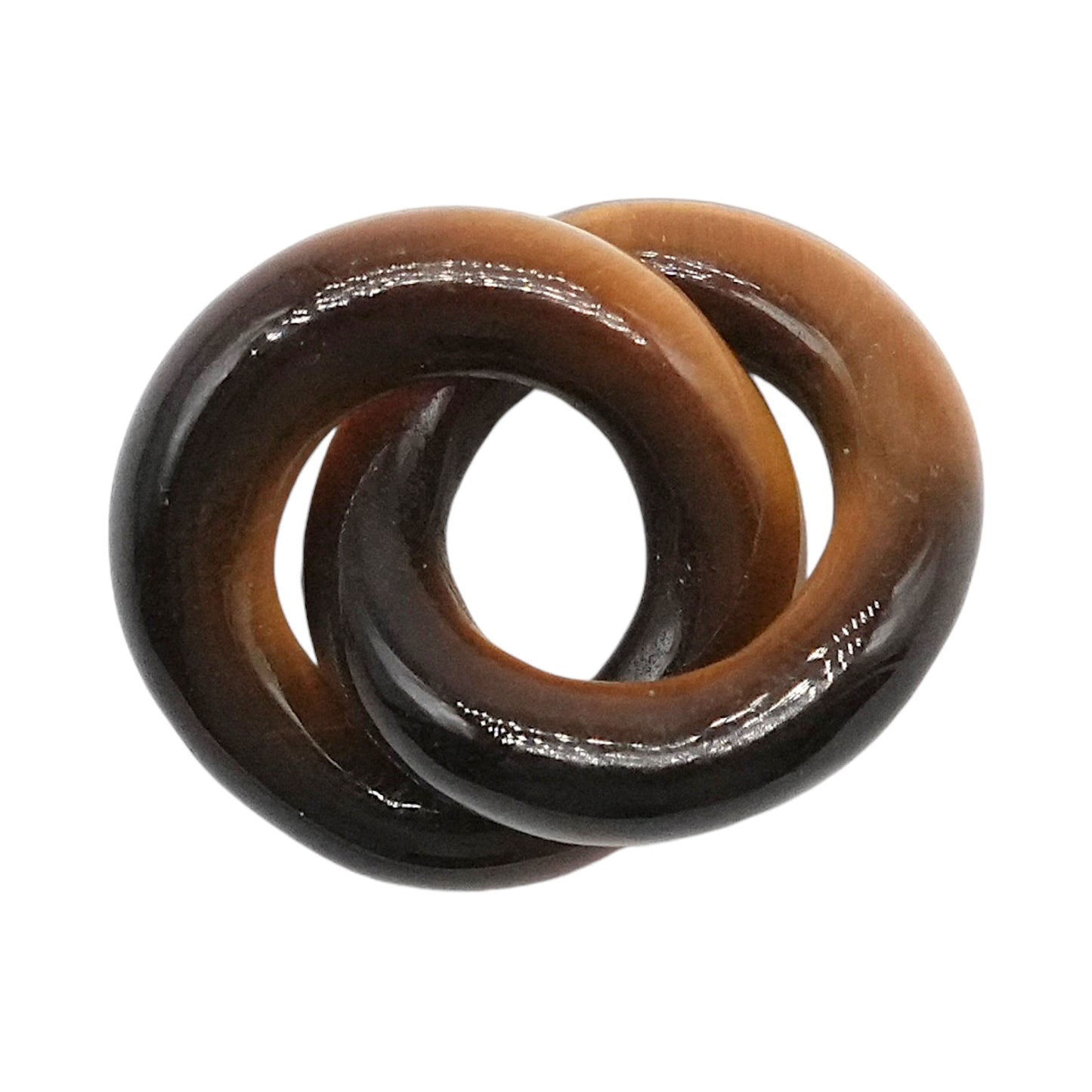 Pendentif deux anneaux en oeil de tigre 2,5x1,5 cm (modèle 15) - Foliesbijoux