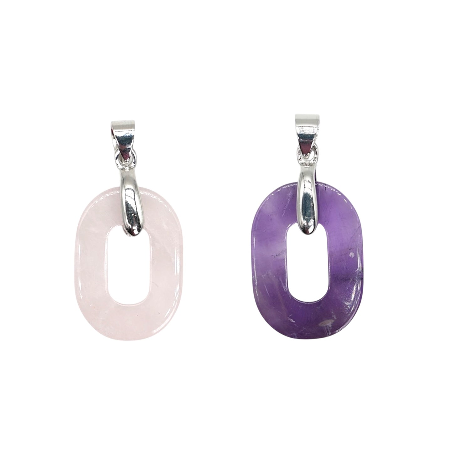 Pendentif ovale 18x25 mm — Bélière dorée ou argentée (11 pierres disponible)