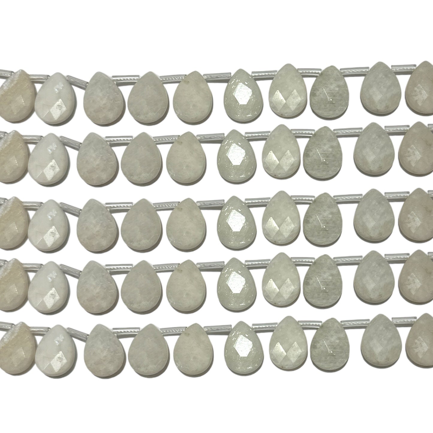 Lot de 22 pendentifs pierre de lune goutte facetté plate 13x18mm - Foliesbijoux