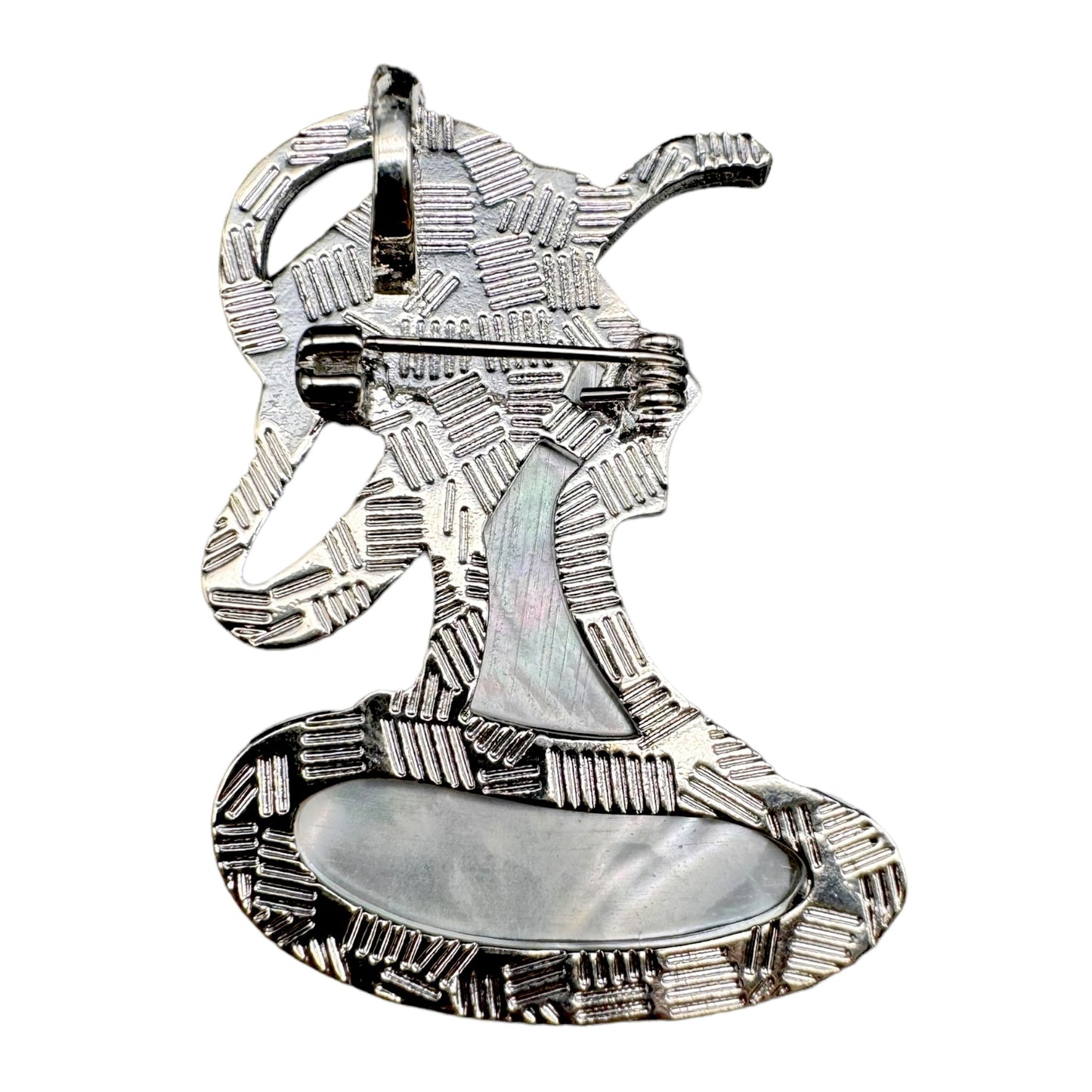 Broche dame à chapeau nacre blanche - Foliesbijoux