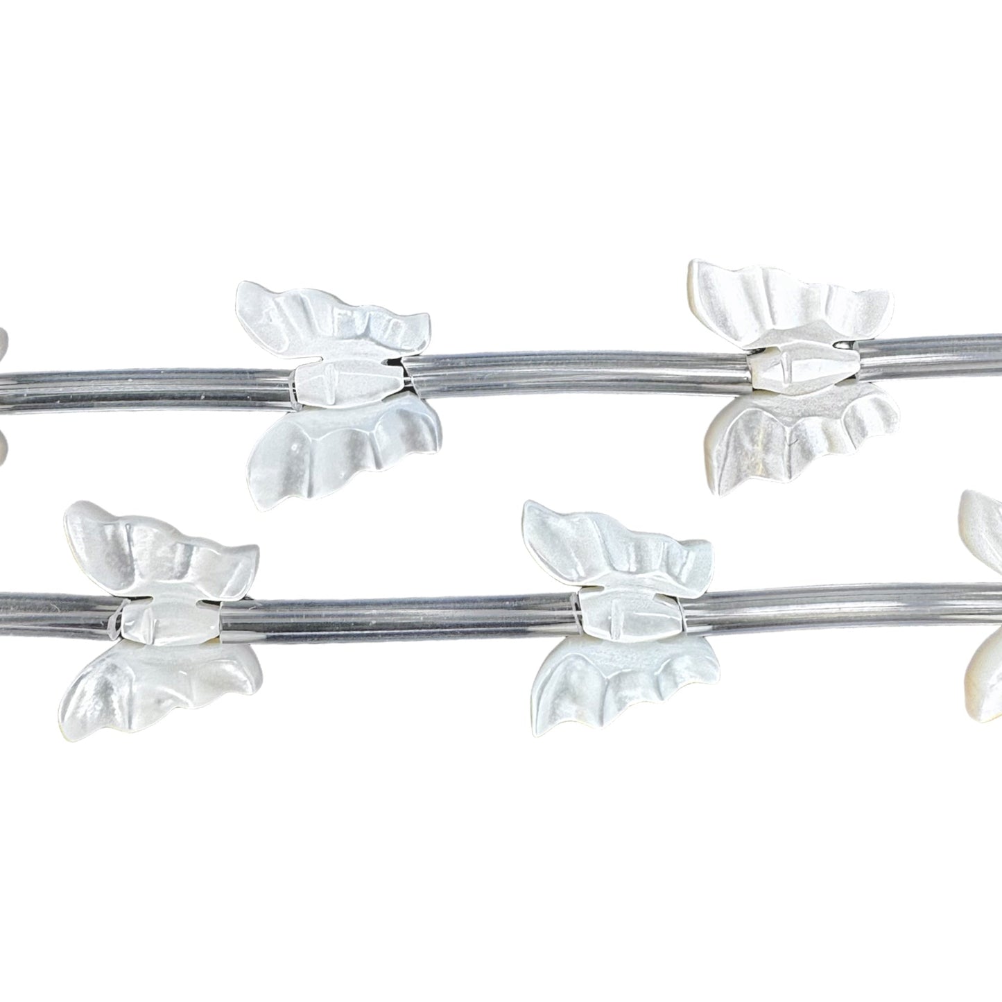 Fil papillon percé verticalement en nacre blanche 10x12 mm - Foliesbijoux