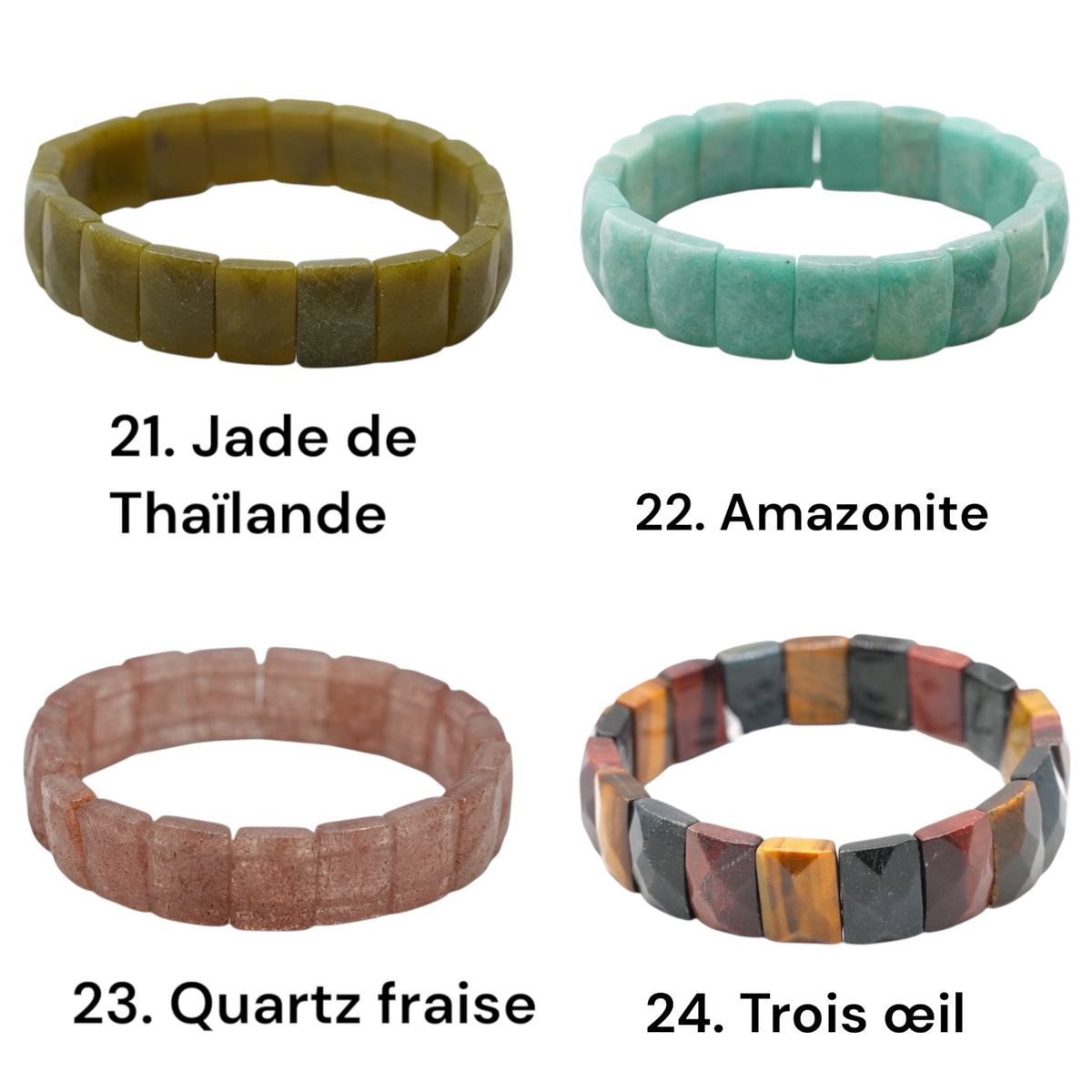 AA+ faceted bracelet 11x15 mm rectangular (17 stones available) #6