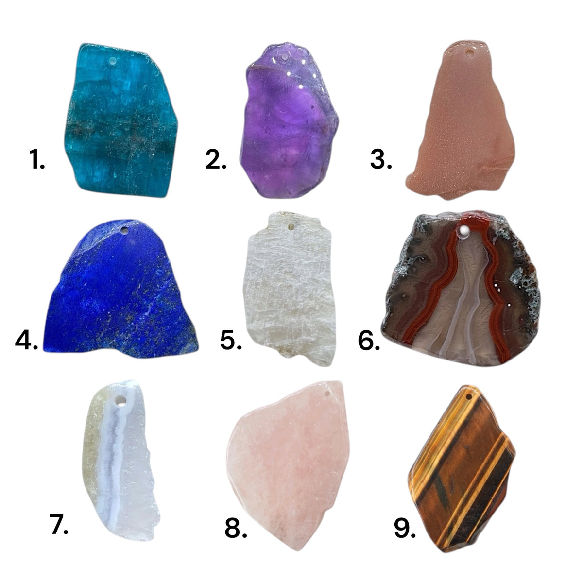 Pendentif forme libre percé devant (bélière non incluse) (11 pierres disponible)