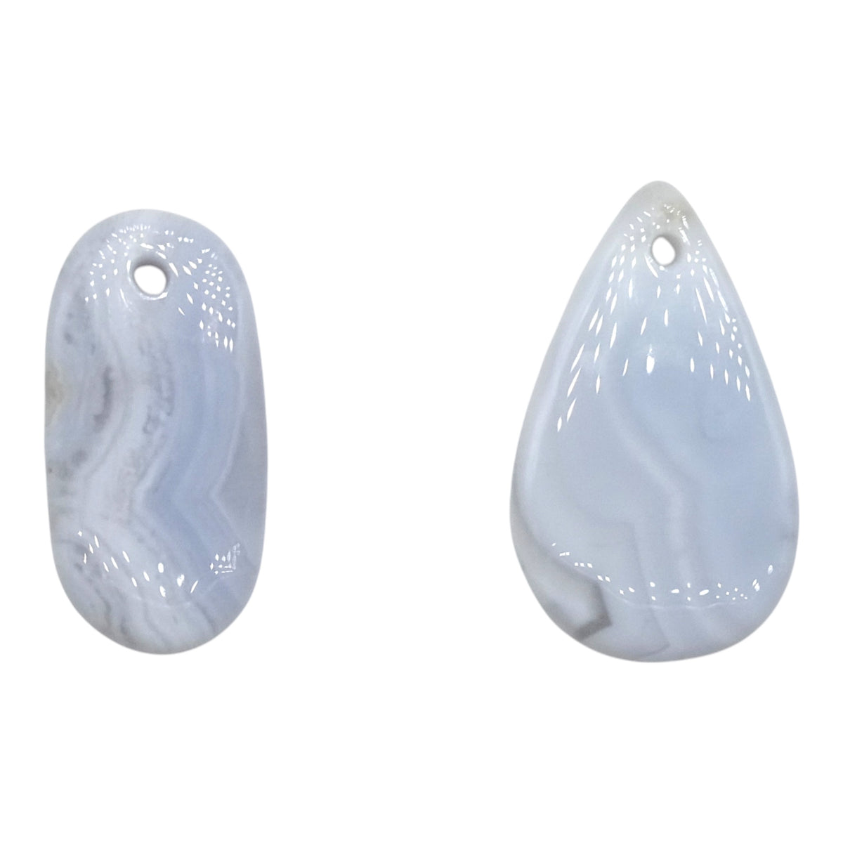 Pendentif Calcédoine bleue forme aléatoire percé devant (réf 18x32) - Foliesbijoux