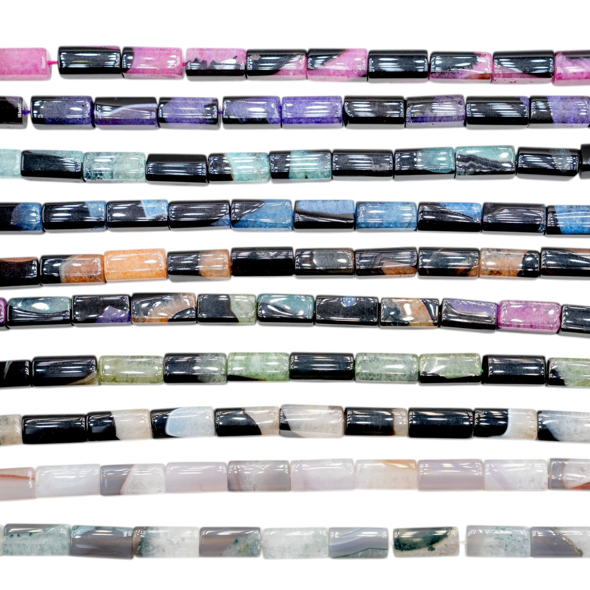 Fil de perles en Agate rectangulaire cubique 10x20 mm (10 pierres disponible)