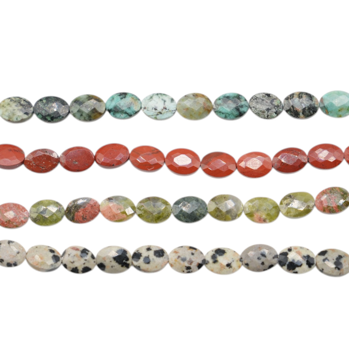 Fil de perle ovale facetté plat 6x8 mm (4 pierres disponible)