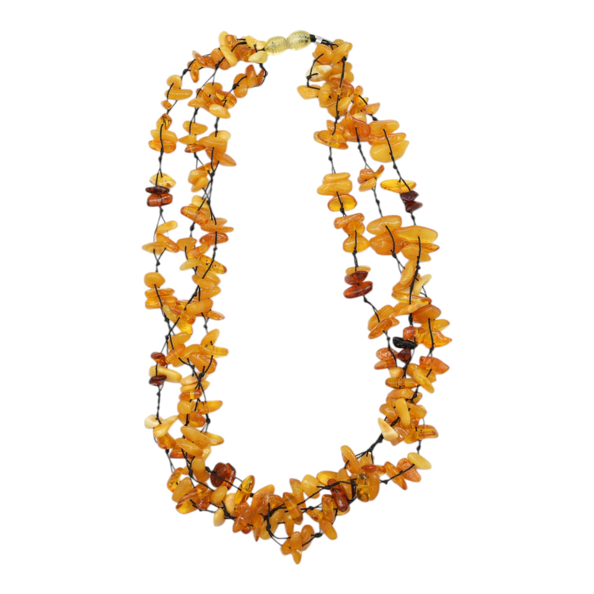 Collier 3 tours Ambre jaune pour adulte