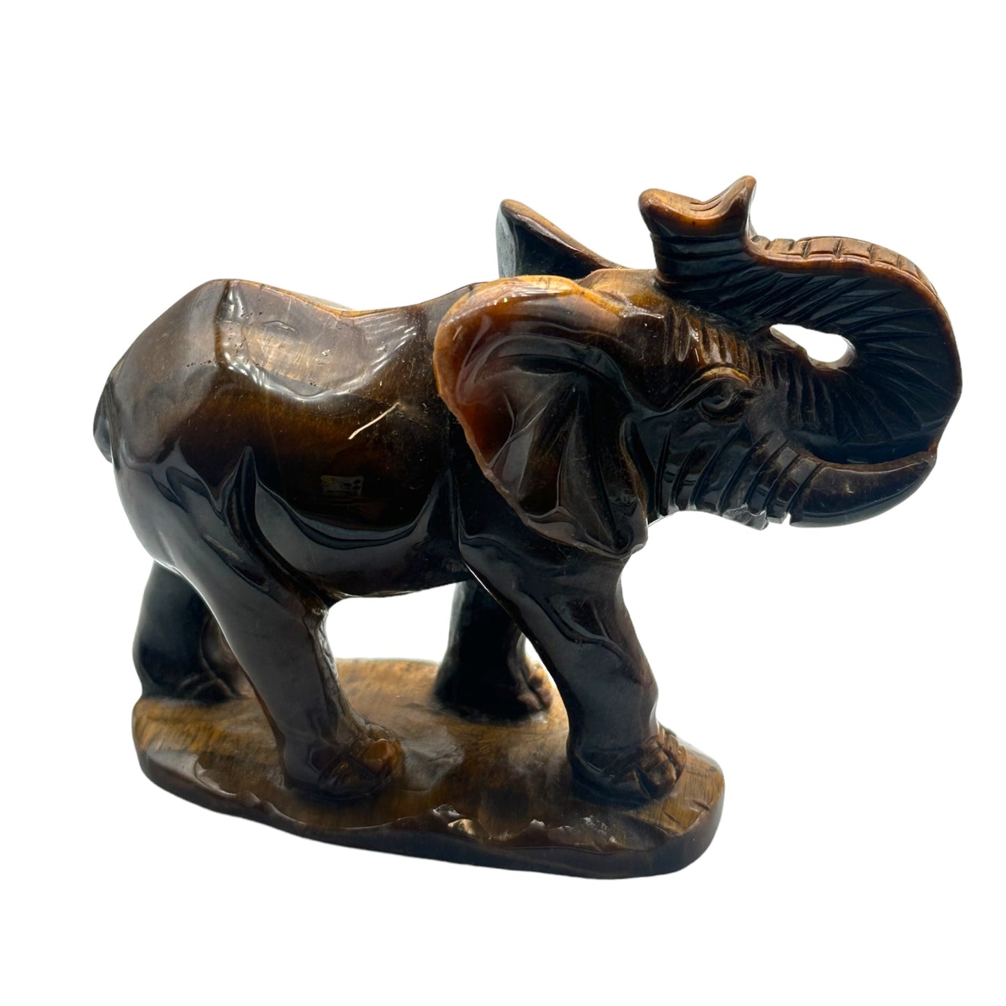 Figurine éléphant en oeil de tigre taillé main - Foliesbijoux