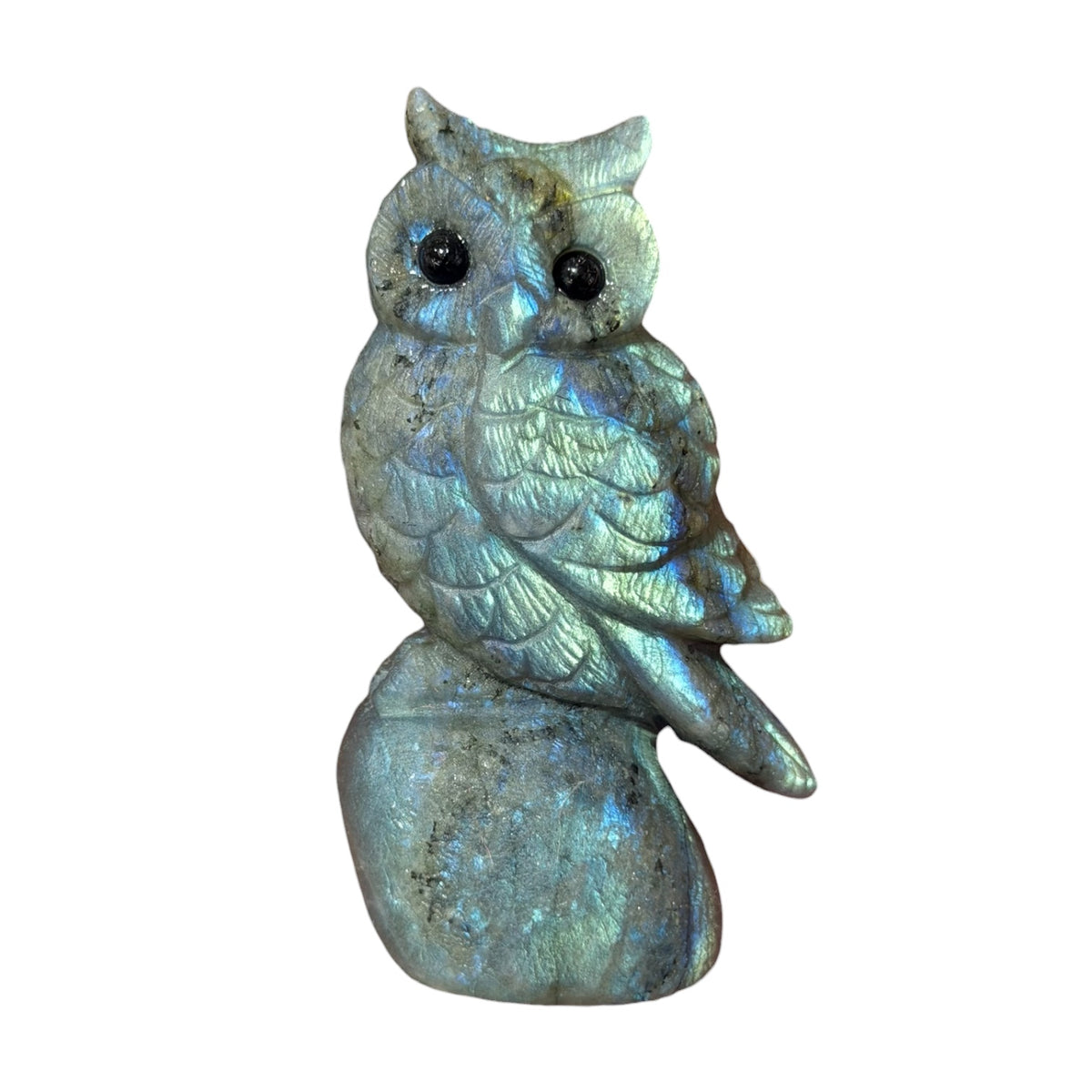 Figurine Hibou en Labradorite AA+ 7x4 cm (modèle unique nº2)