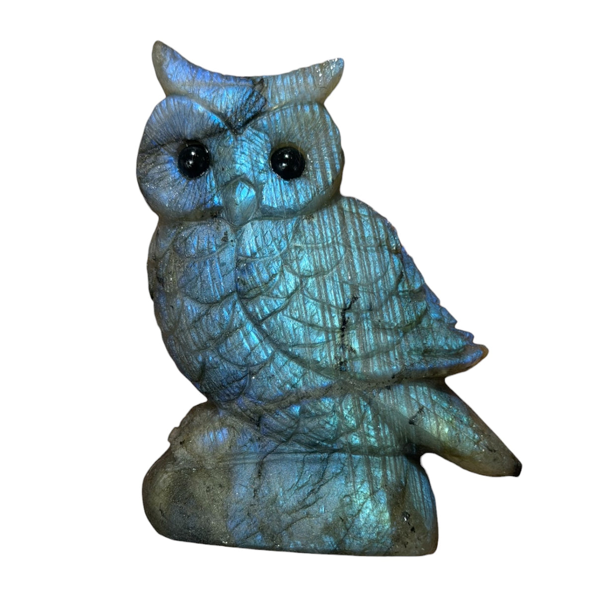 Figurine Hibou en Labradorite AA+ 8x5 cm (modèle unique nº7)
