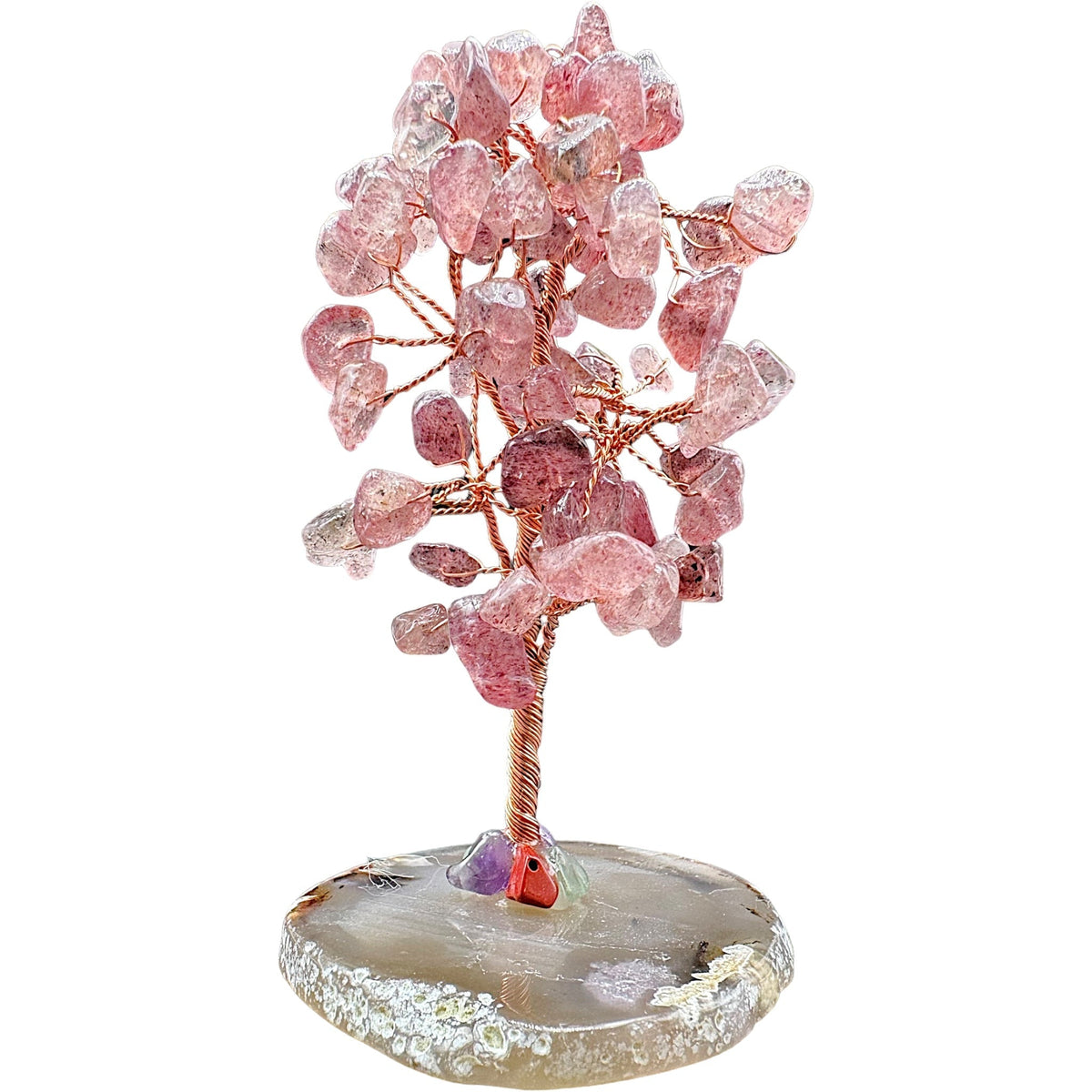 Arbre de vie en Quartz fraise - Foliesbijoux