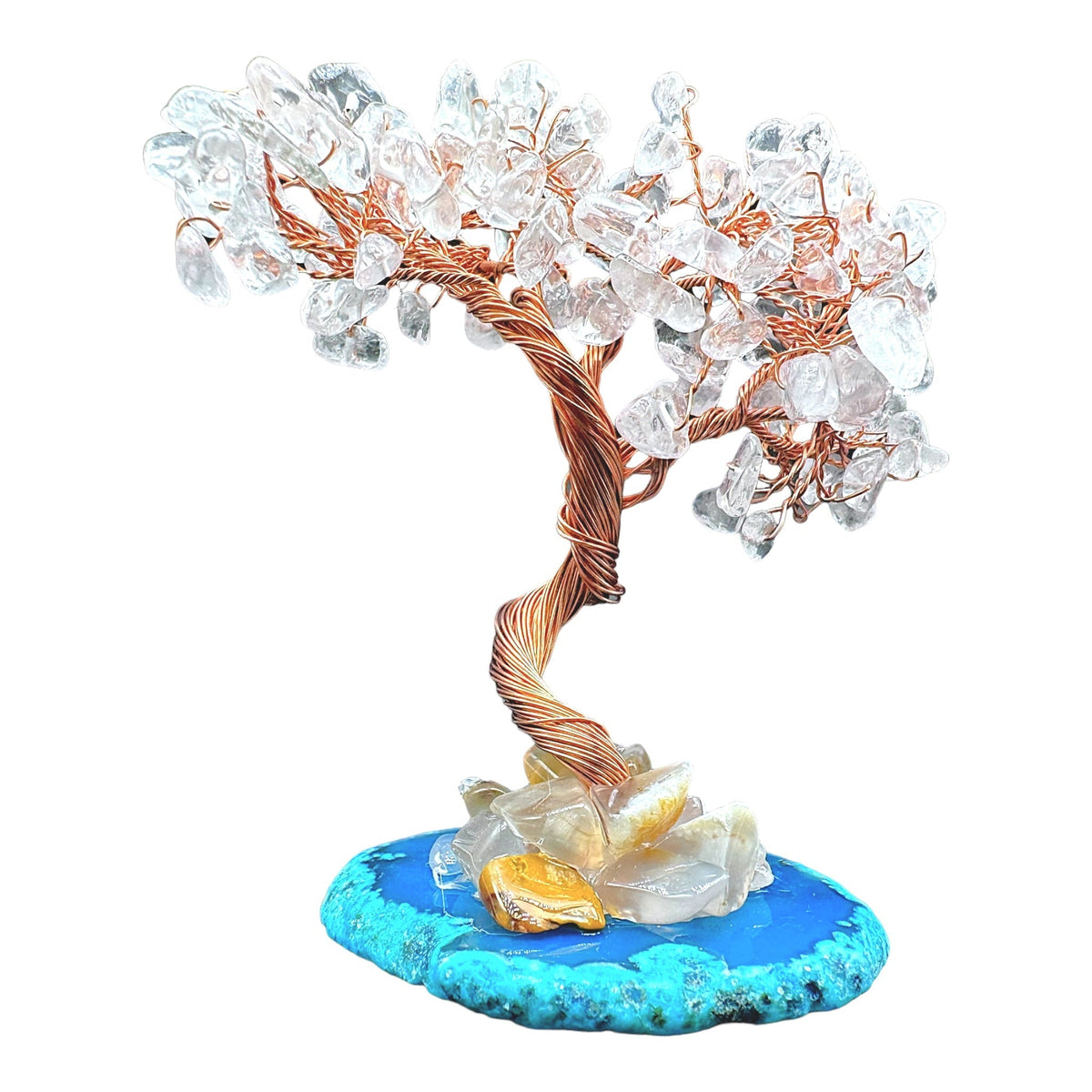 Arbre de vie en Cristal de roche x agate couleur aléatoire - Foliesbijoux