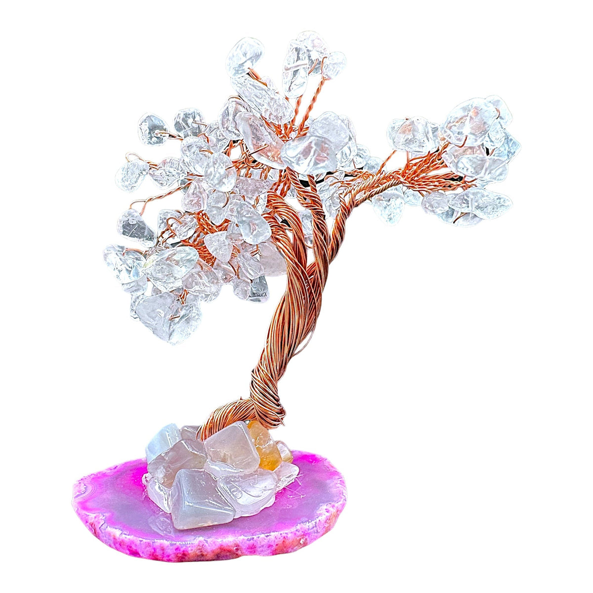 Arbre de vie en Cristal de roche x agate couleur aléatoire - Foliesbijoux