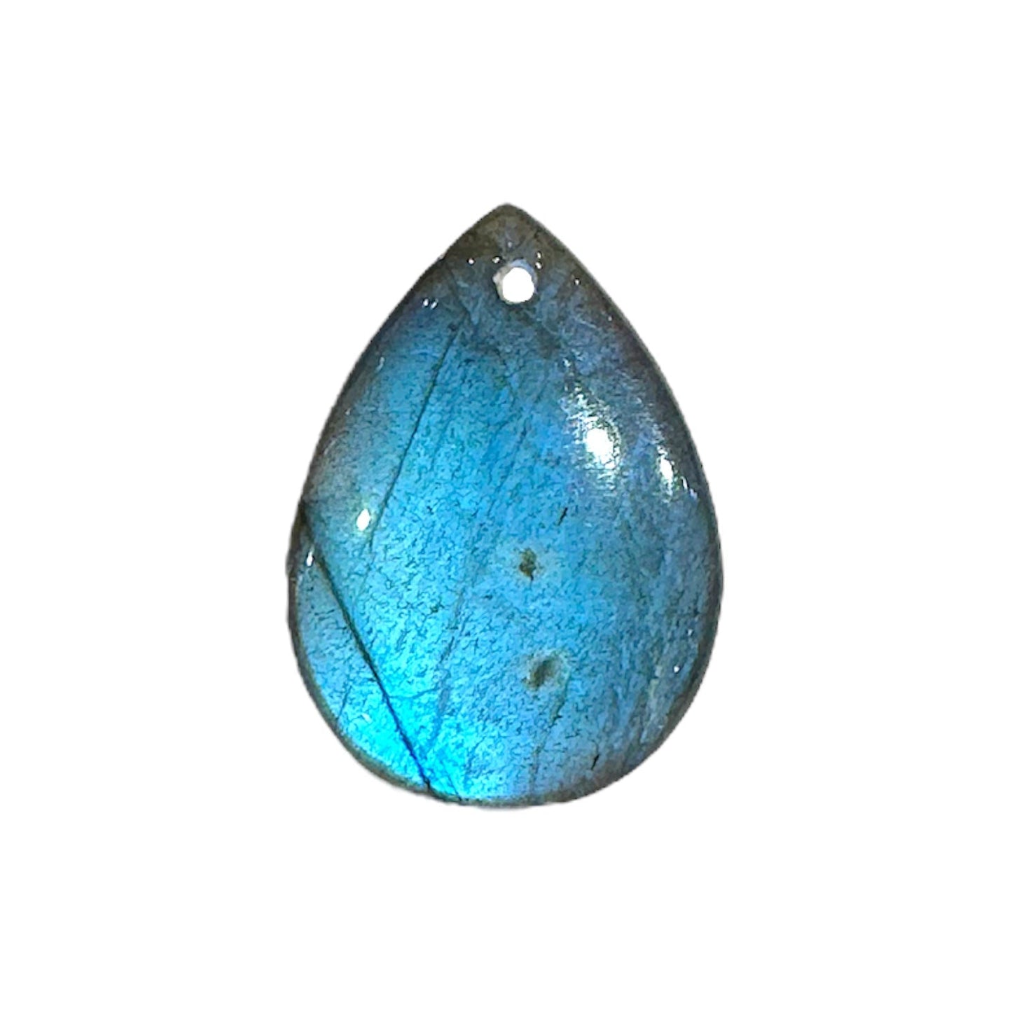 Pendentif Labradorite A goutte plate 1,5 x 2 cm percé devant - Foliesbijoux