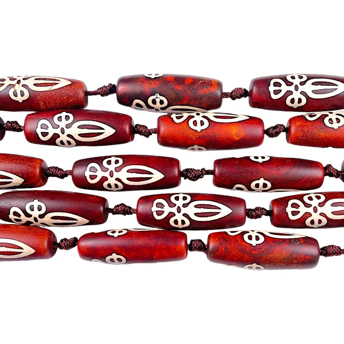 Fil Agate du Tibet Dzi 10 x 30 mm - Foliesbijoux