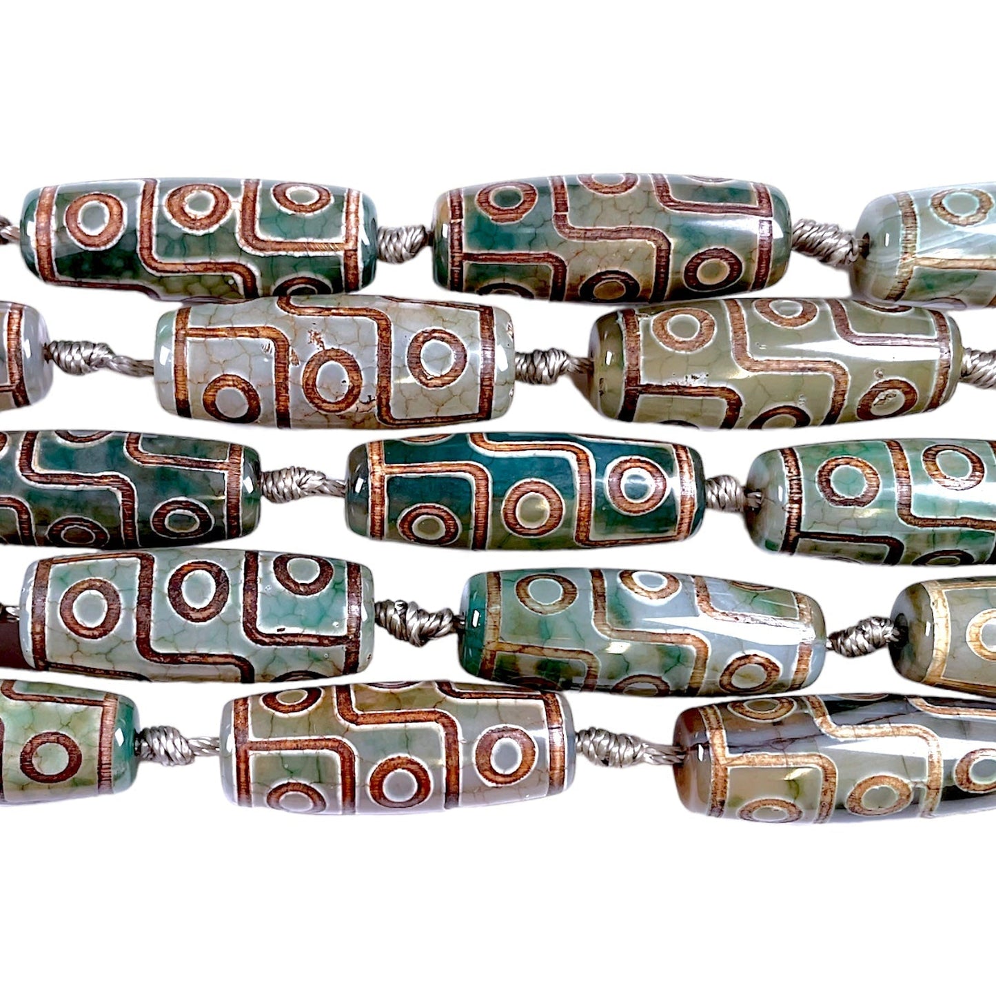 Fil Agate du Tibet 10 x 30 mm #3 - Foliesbijoux