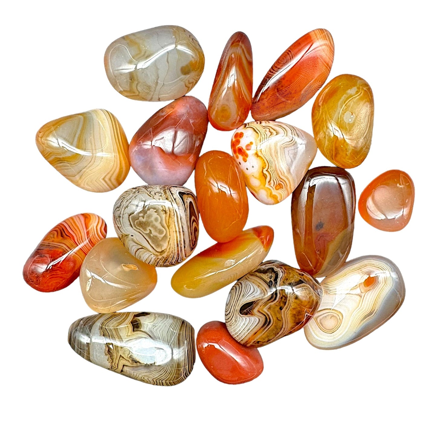 Pierre roulée en Agate de botswana orange - Foliesbijoux