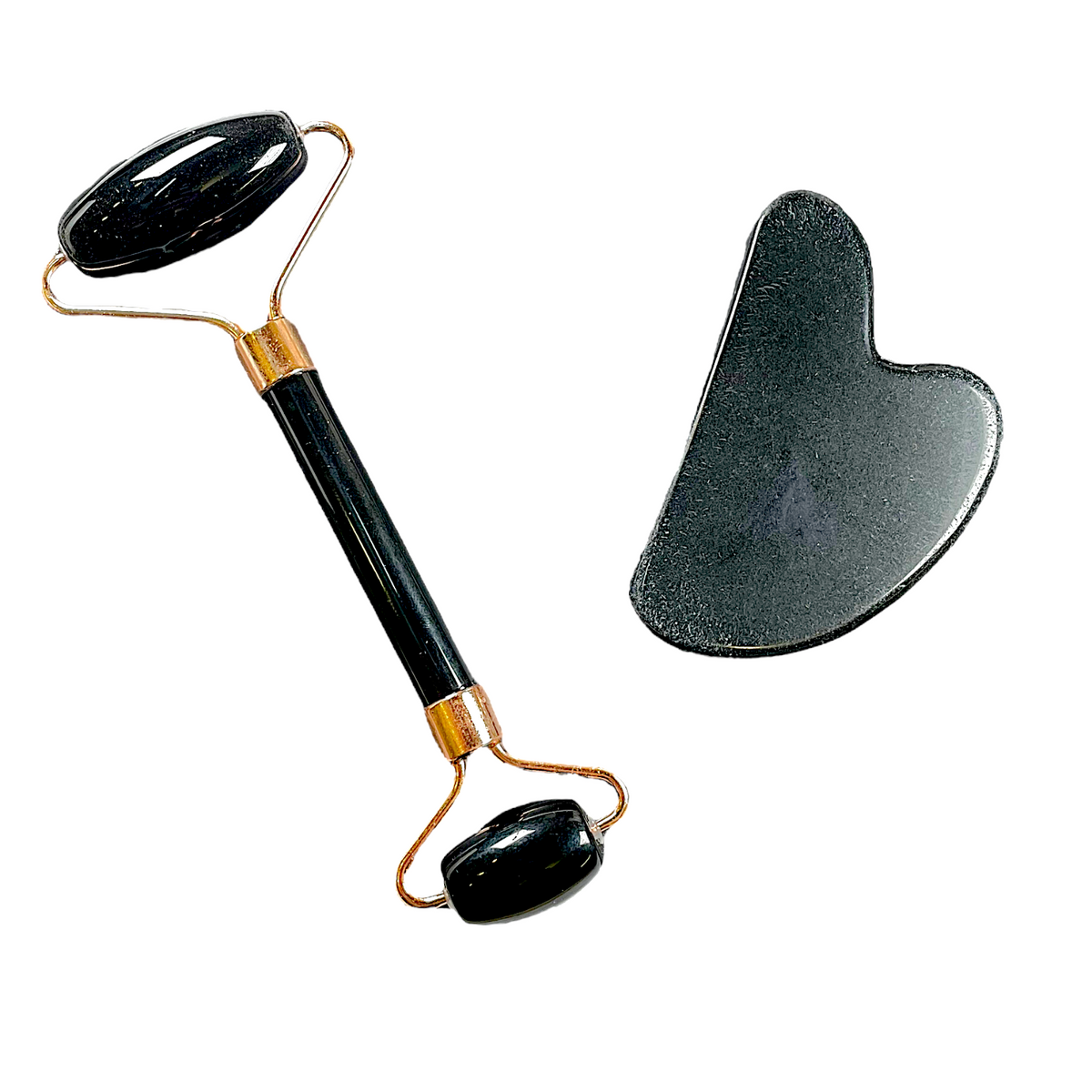 Coffret gua sha & rouleau de massage obsidienne noire effet detoxifiant - Foliesbijoux