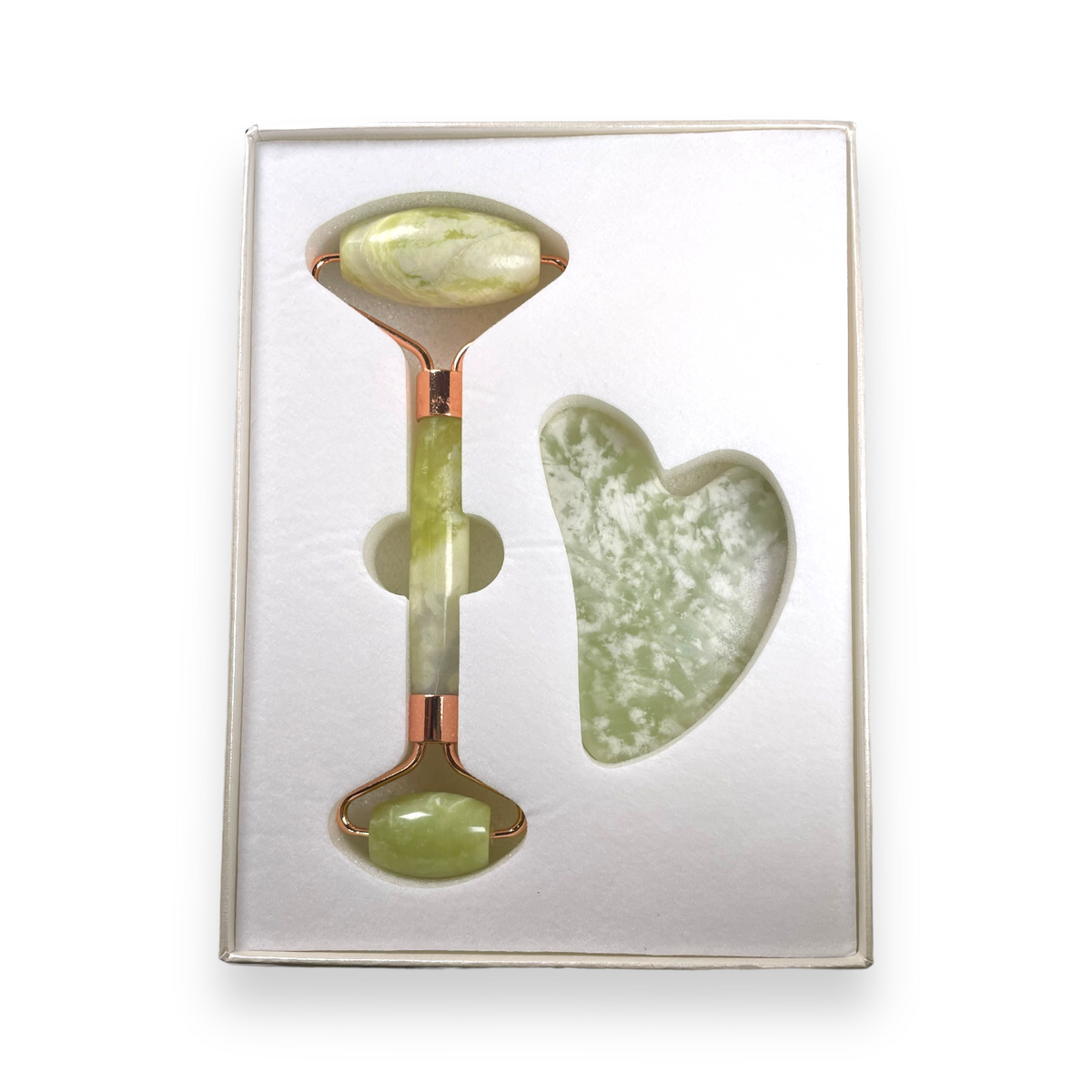 Coffret gua sha jade de Chine & rouleau massage - Foliesbijoux