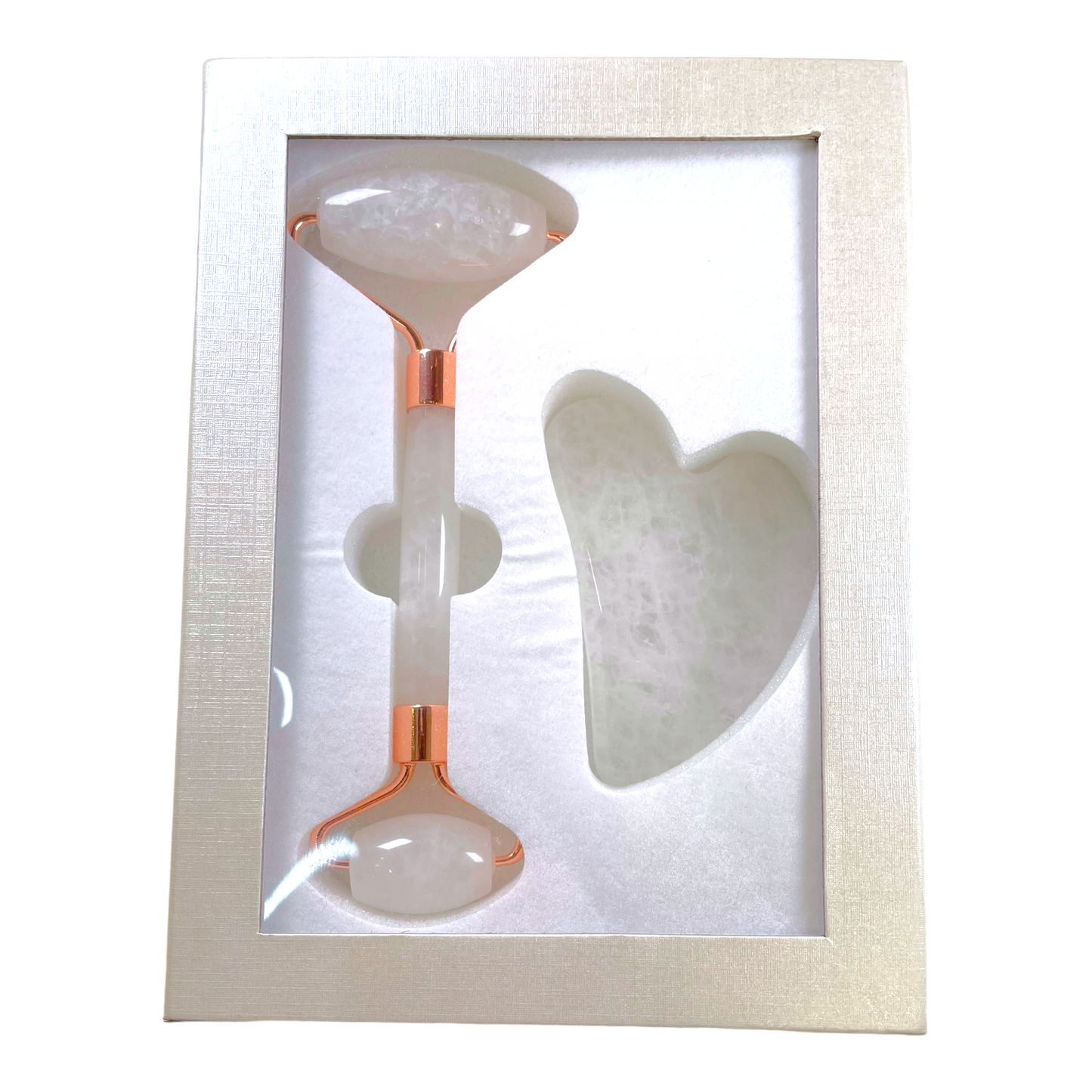 Coffret gua sha & rouleau massage cristal de roche — Boost éclat - Foliesbijoux