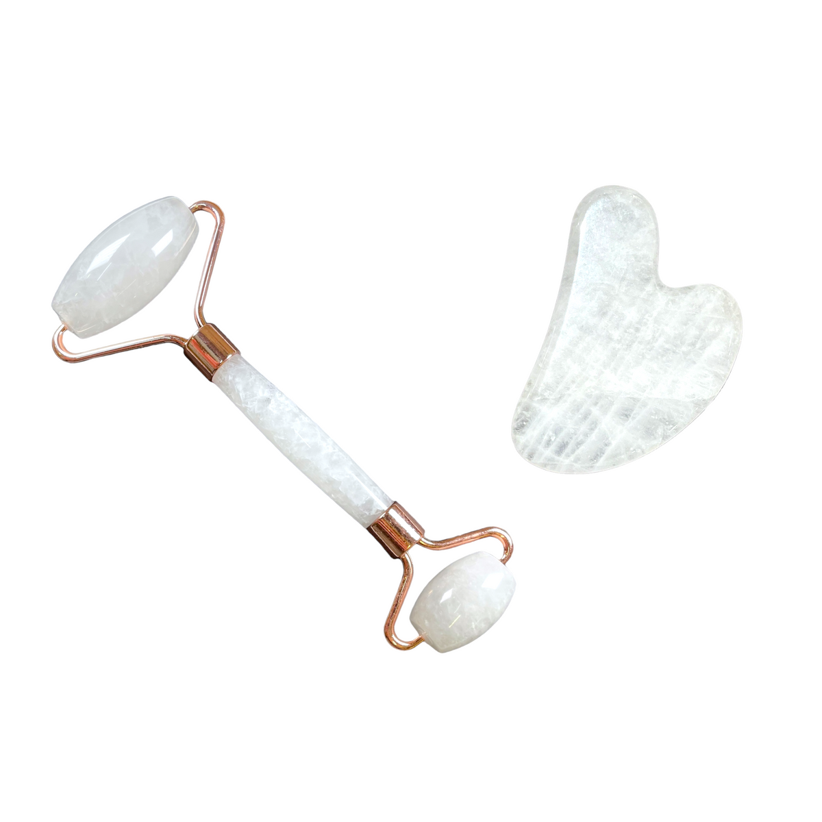 Coffret gua sha & rouleau massage cristal de roche — Boost éclat - Foliesbijoux