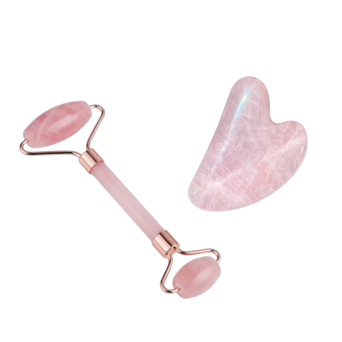 Coffret gua sha & rouleau massage quartz rose - Foliesbijoux