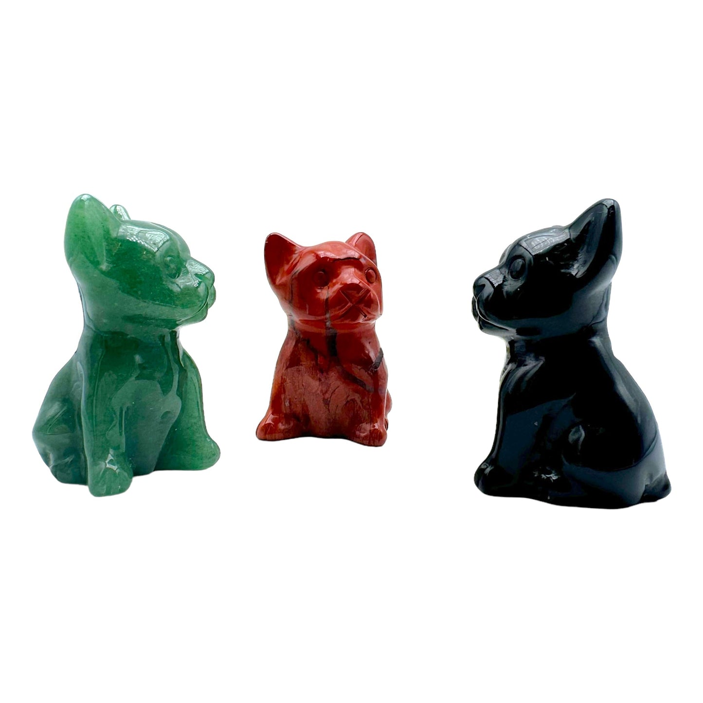 Figurine Chien bulldog en Aventurine verte - Foliesbijoux