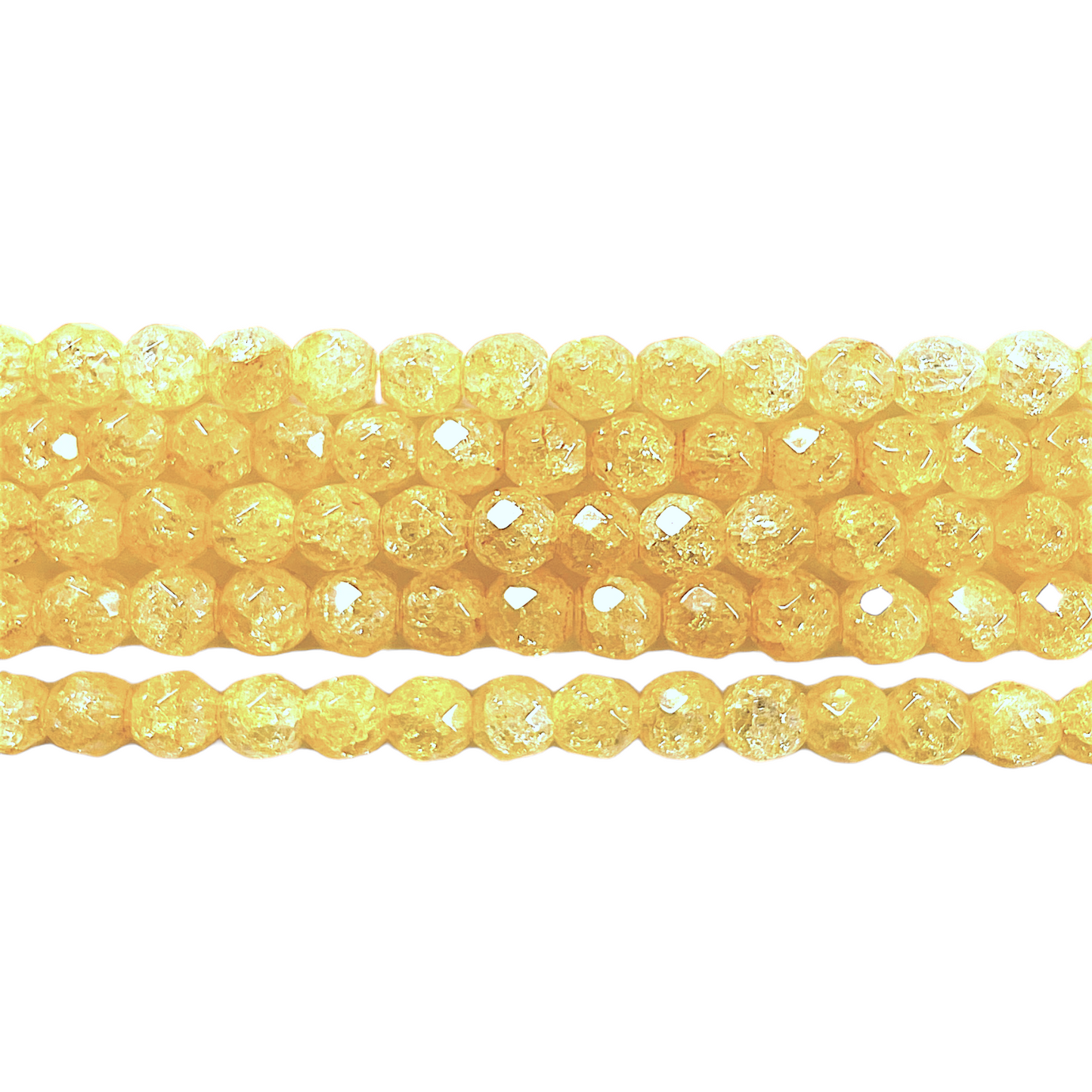 Fil de perles facettées Cristal de roche craquelé teinté jaune 4 mm - Foliesbijoux