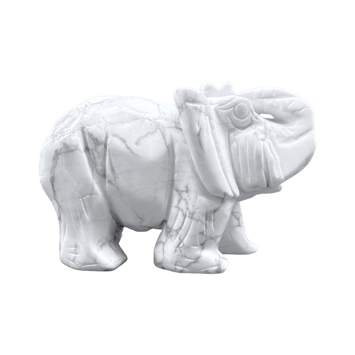 Figurine éléphant en Howlite blanche - Foliesbijoux