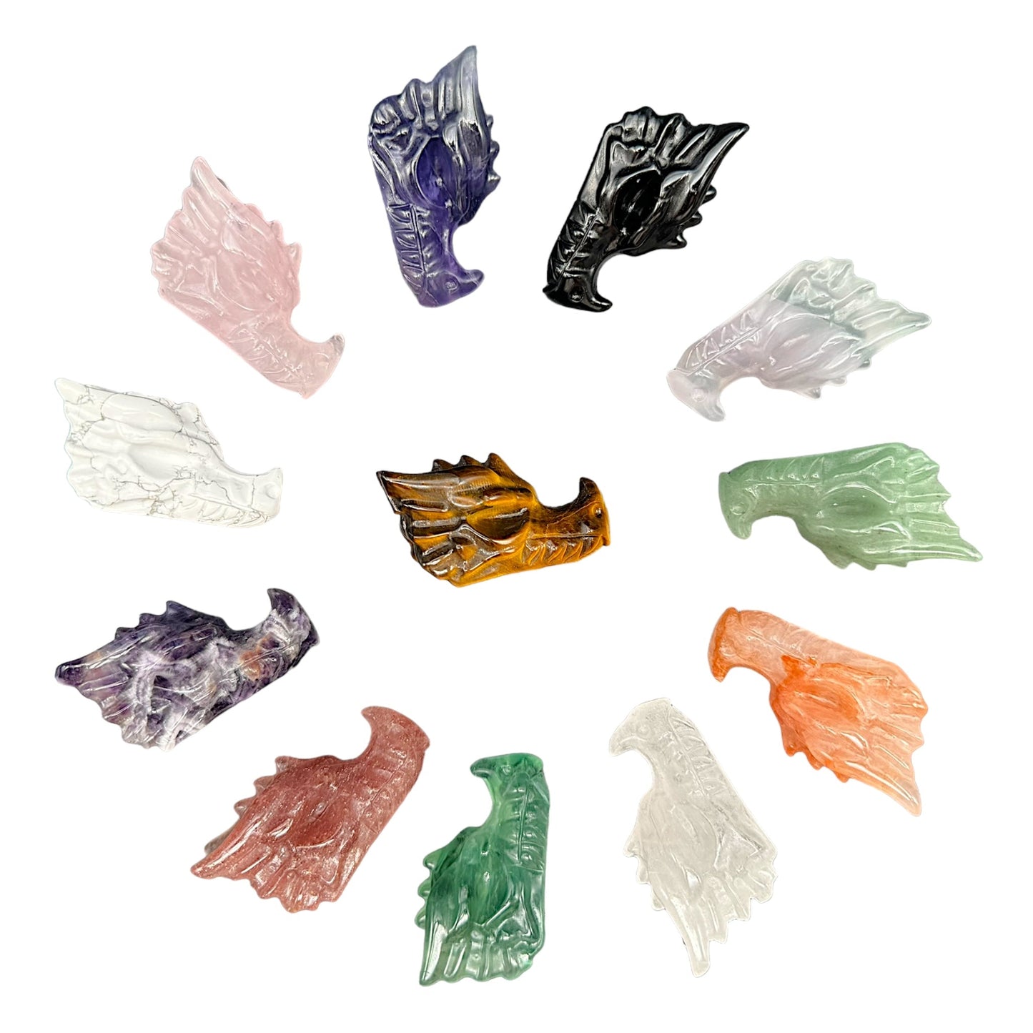 Figurine tête de dragon en Quartz Hématoïde rouge - Foliesbijoux