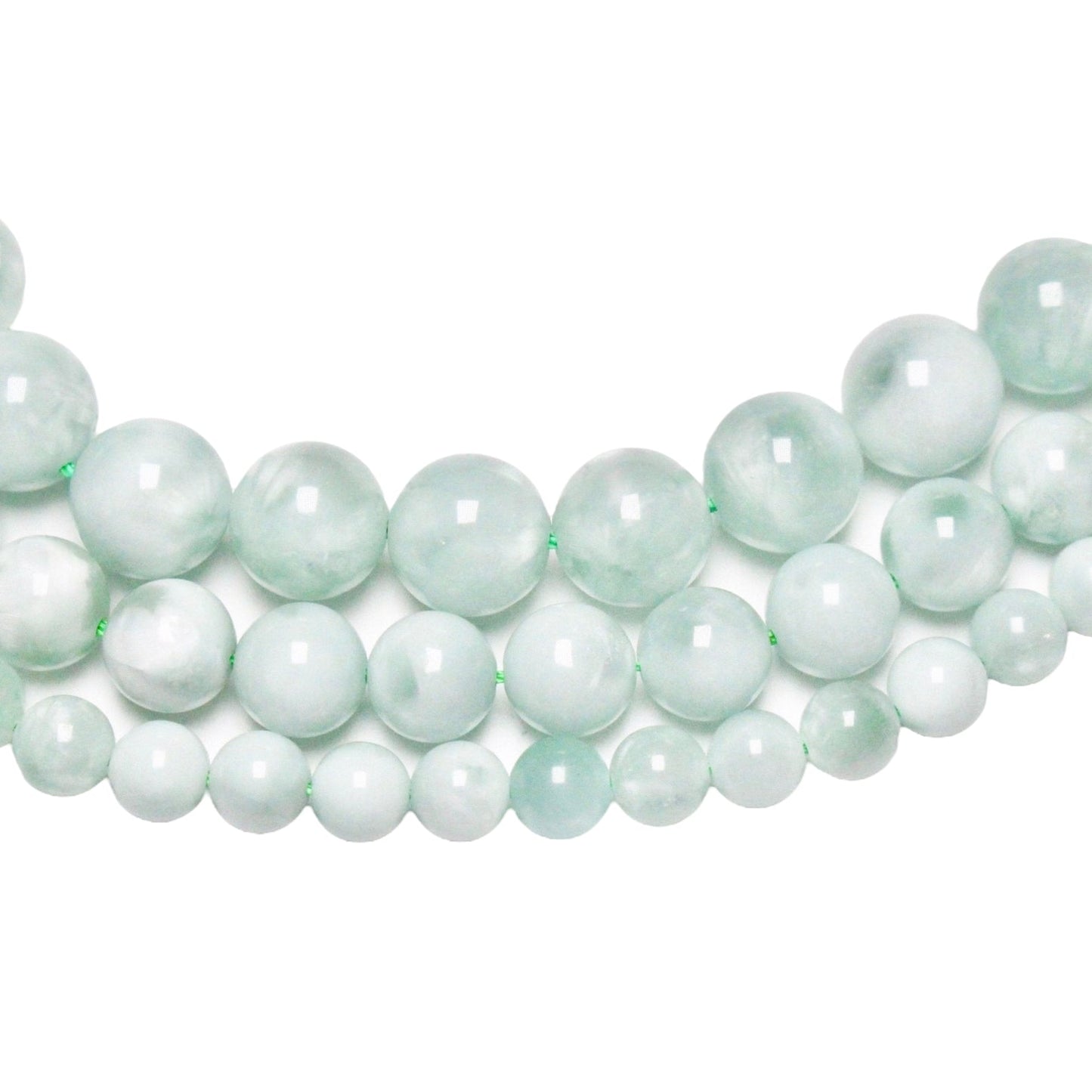 Fil de perle Pierre de lune verte - Garniérite A - Foliesbijoux